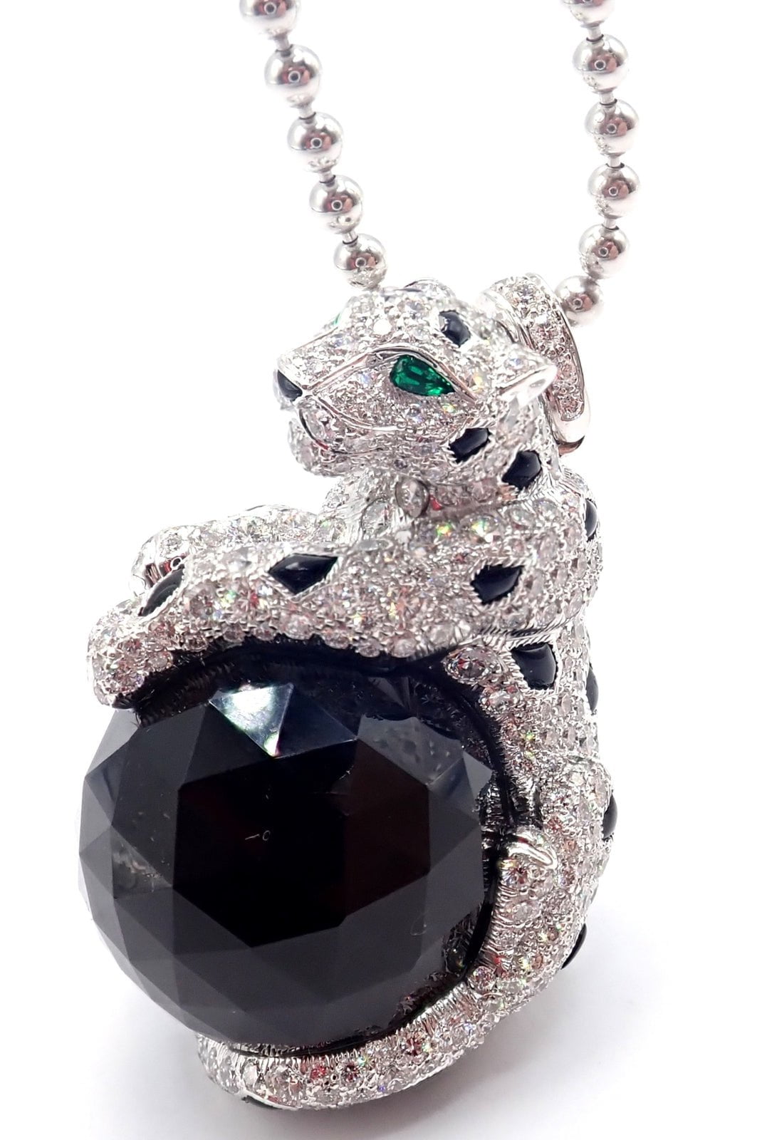 Panthere de Cartier Panther 18k Gold Diamond Emerald Onyx Pendant Necklace Paper | Fortrove
