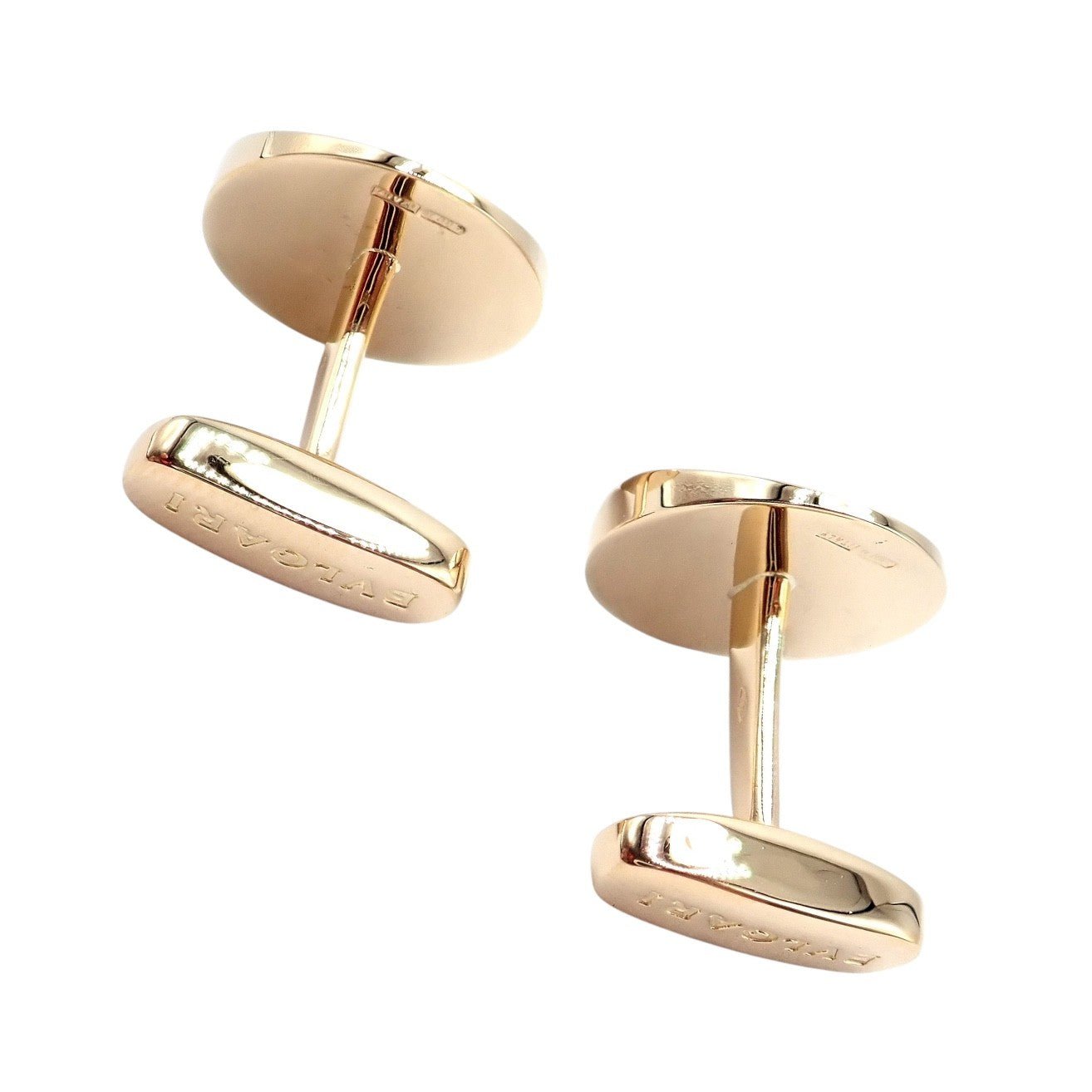 Authentic! Bvlgari Bulgari 18k Yellow Gold Diamond Classic Round Cufflinks | Fortrove