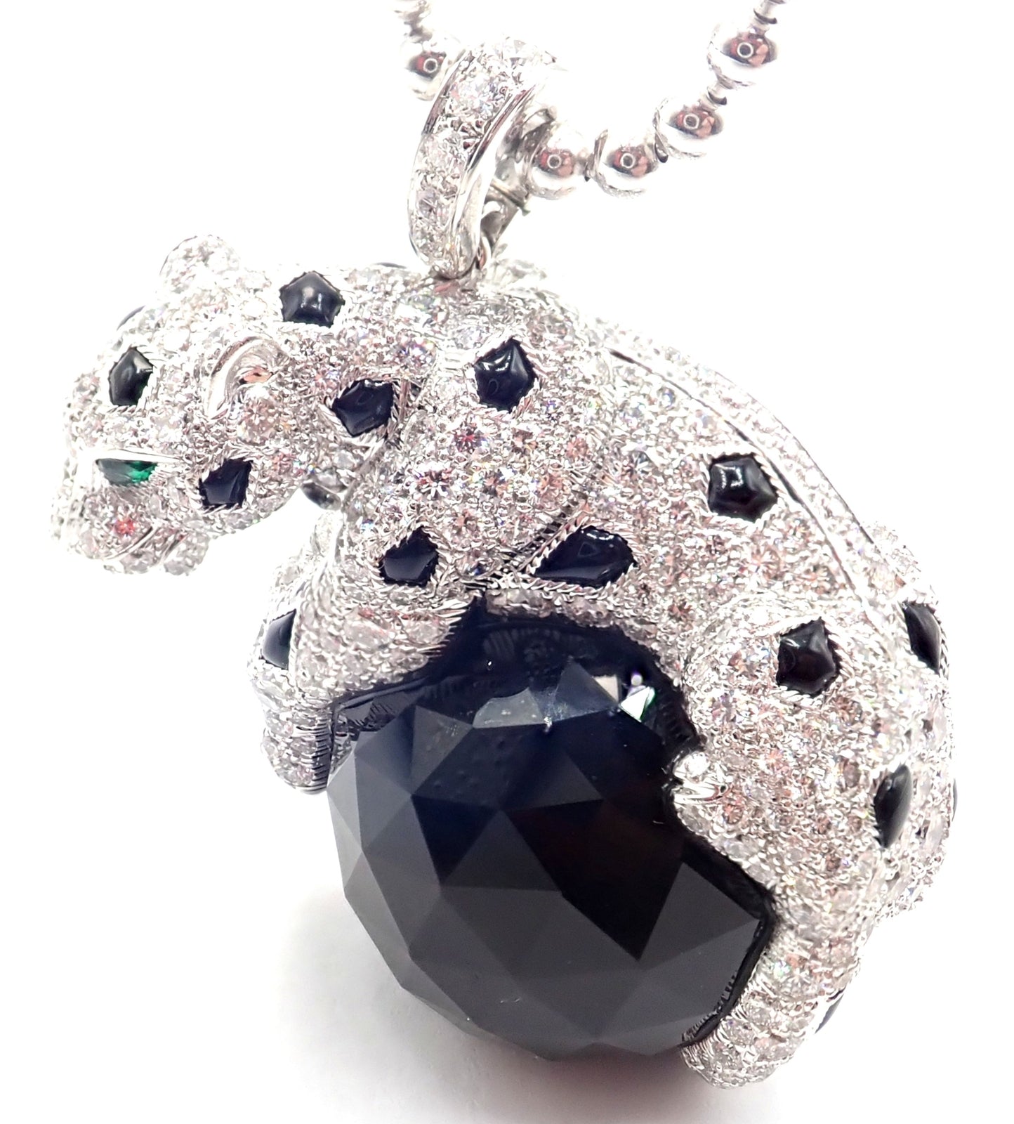 Panthere de Cartier Panther 18k Gold Diamond Emerald Onyx Pendant Necklace Paper | Fortrove