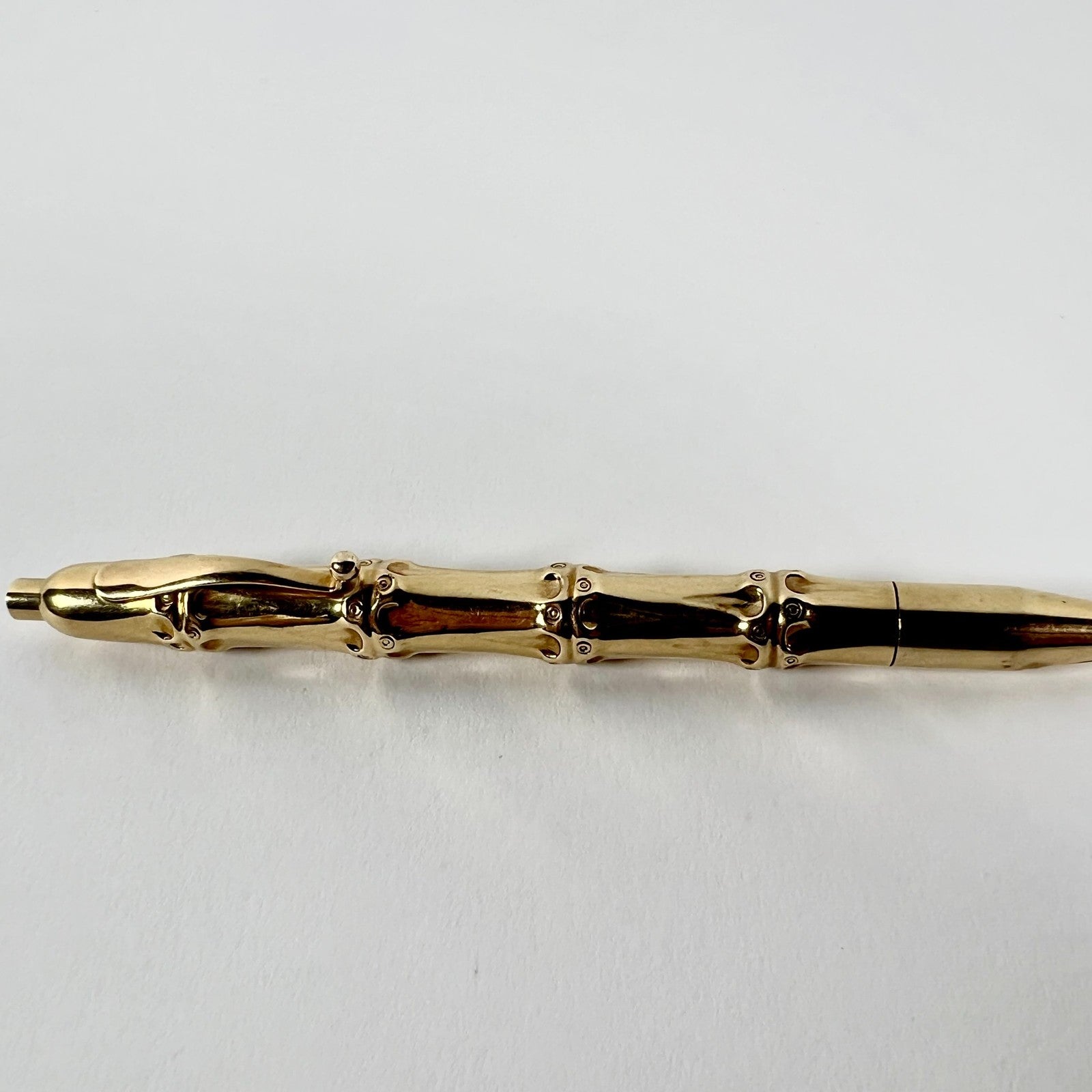 Vintage 1940's Louis Tamis Bamboo Pen 14K Solid Yellow Gold | Fortrove