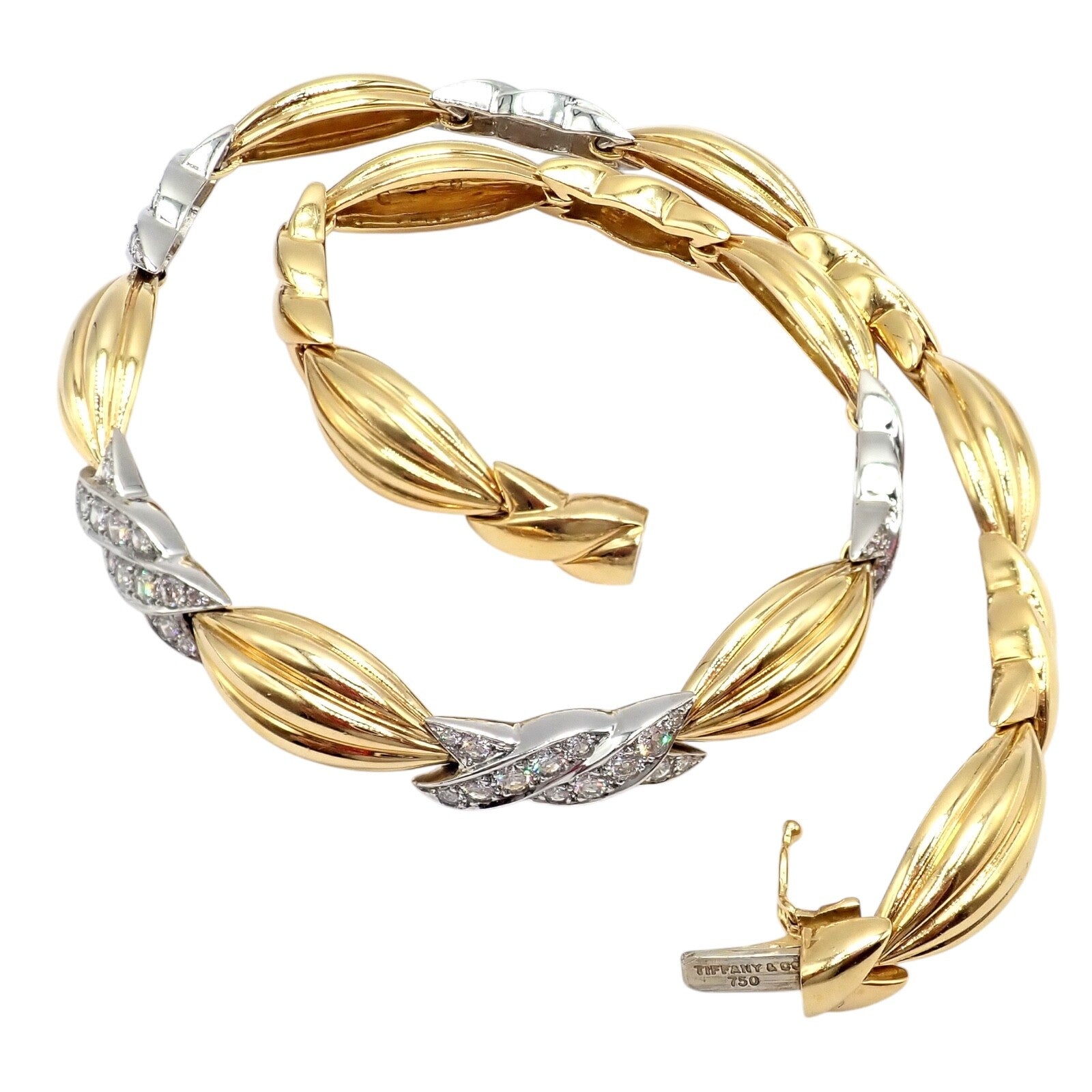 Authentic! Tiffany & Co 18k Yellow + White Gold 4ct Diamond Candy Necklace | Fortrove