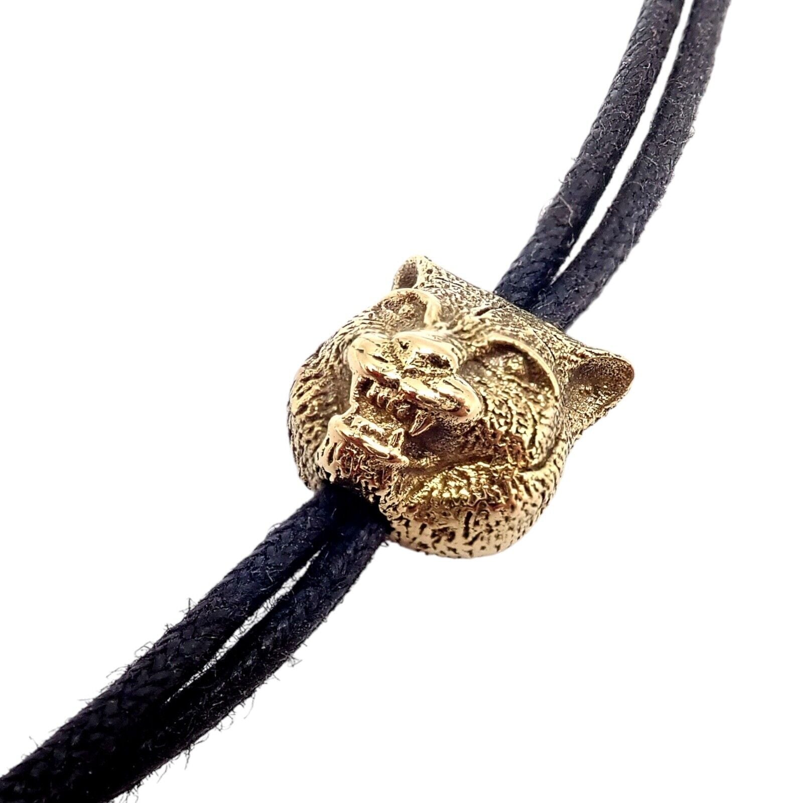 Gucci 18k Yellow Gold Le Marche des Merveilles Tiger Bolo Tie Necklace | Fortrove