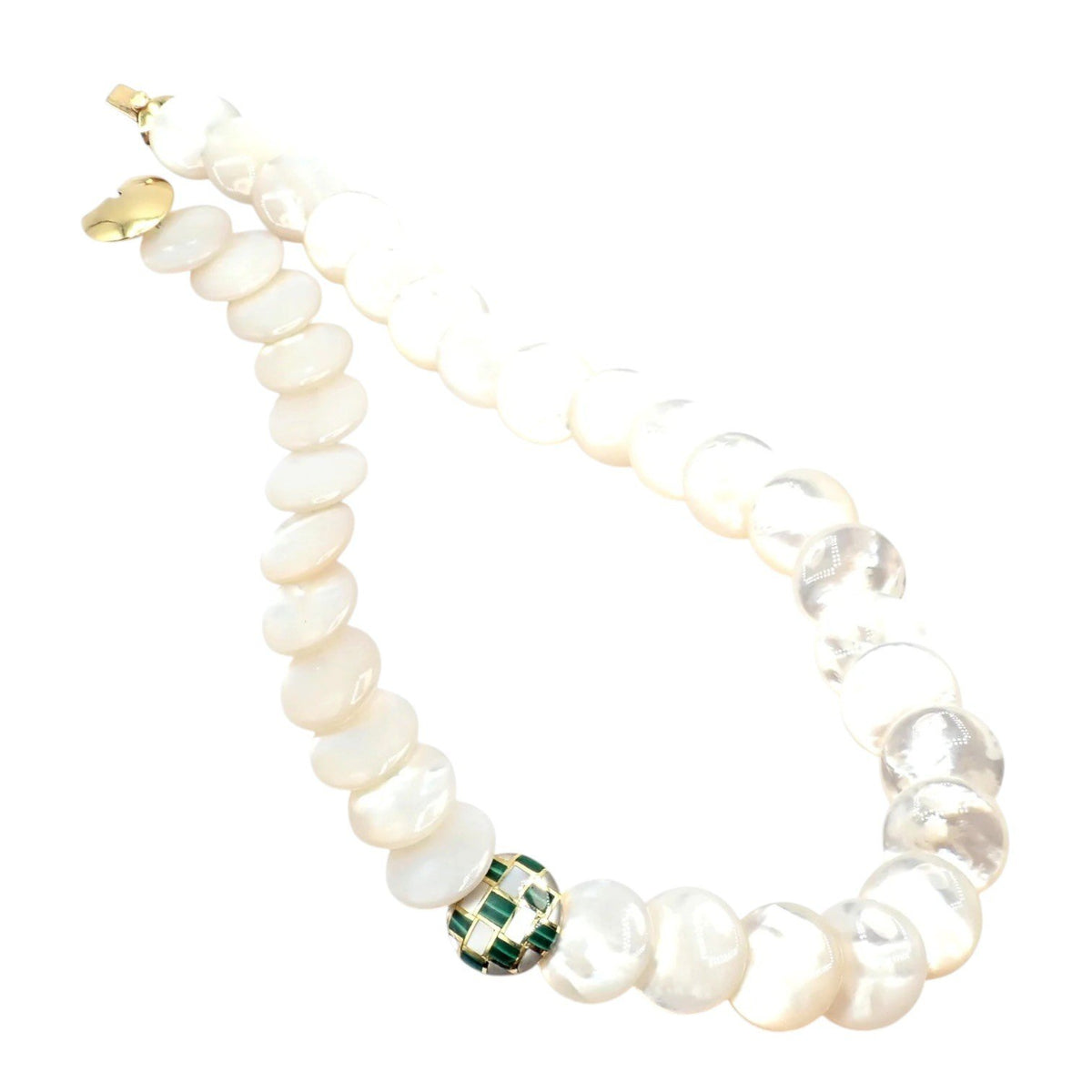 Tiffany & Co. Jewelry & Watches:Fine Jewelry:Necklaces & Pendants Tiffany & Co Cummings 18k Yellow Gold Mother Of Pearl Malachite Inlaid Necklace