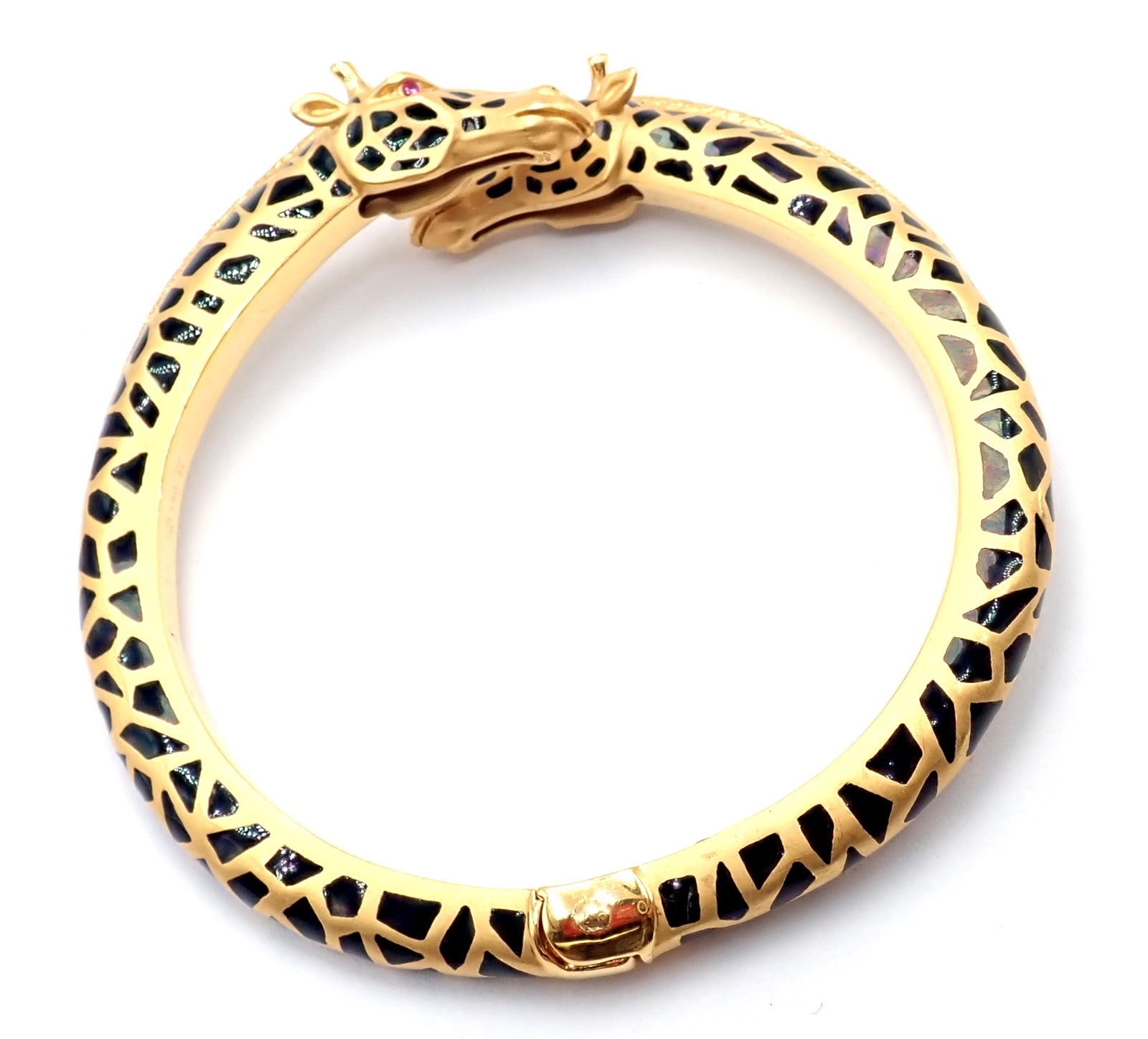 Carrera Y Carrera Giraffe 18k Yellow Gold Diamond Enamel Bangle Bracelet | Fortrove