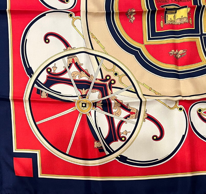 Authentic RARE! Hermes Washington's Carriage Vintage 90cm Silk Scarf | Fortrove