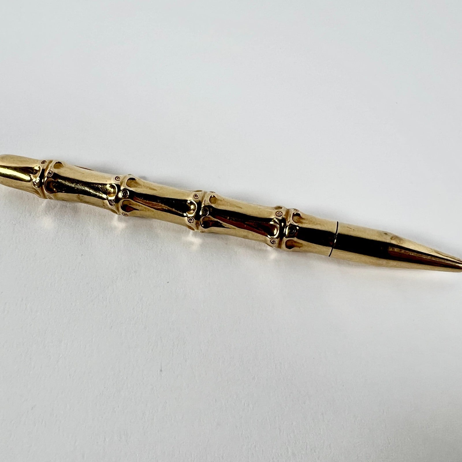 Vintage 1940's Louis Tamis Bamboo Pen 14K Solid Yellow Gold | Fortrove