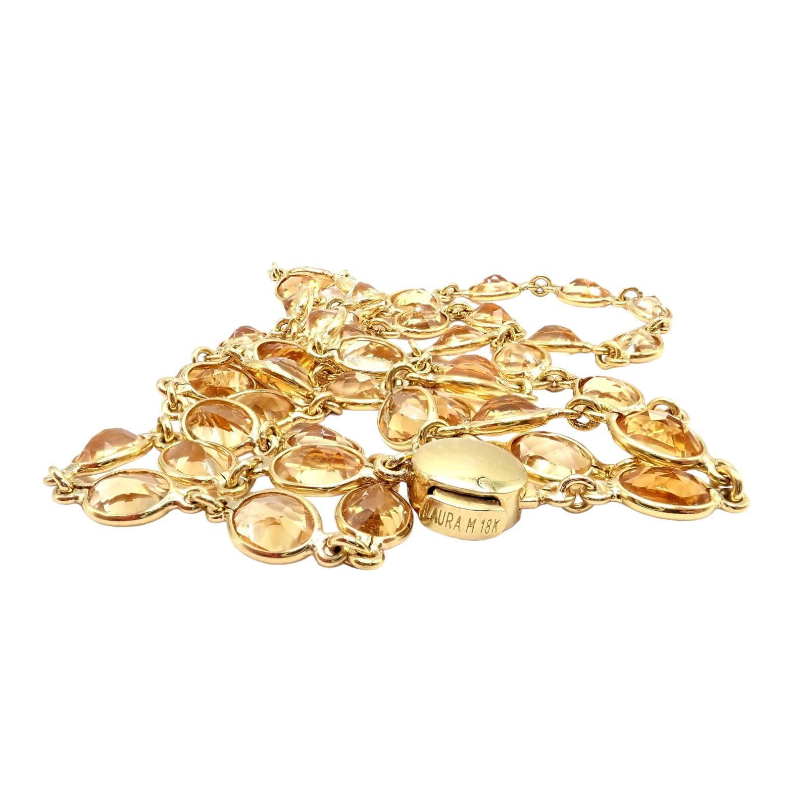 Laura Munder Jewelry & Watches:Fine Jewelry:Necklaces & Pendants Rare! Authentic Laura Munder 18k Yellow Gold Citrine Long 24" Necklace