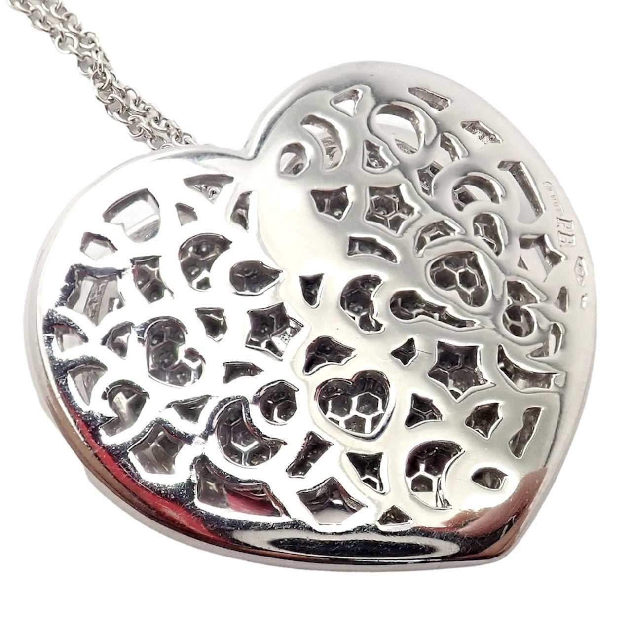 New! Authentic Pasquale Bruni 18k White Gold 2.02ct Pave Diamond Heart Necklace | Fortrove