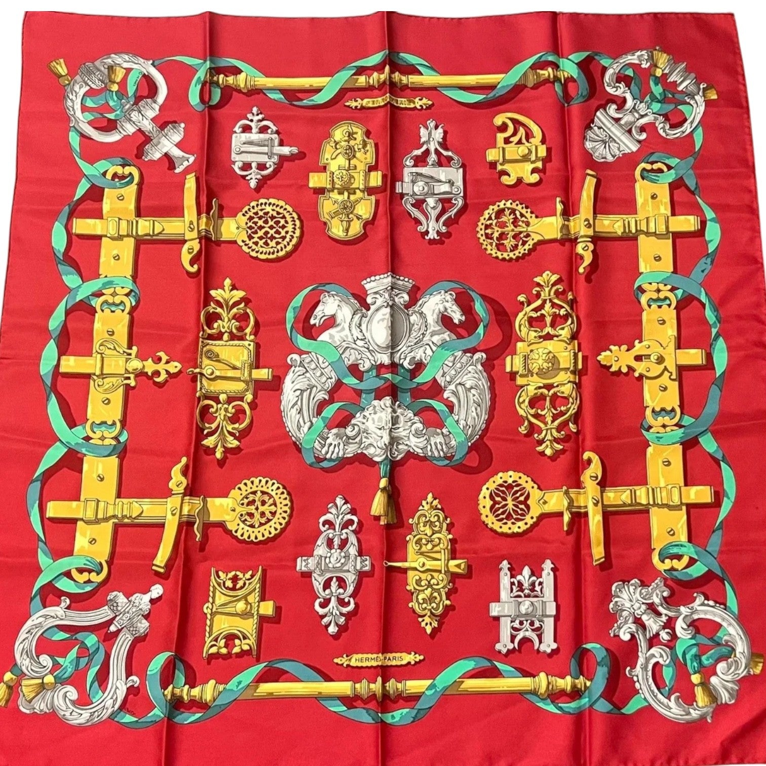 Hermes Clothing, Shoes & Accessories:Women:Women's Accessories:Scarves & Wraps Authentic Hermes Ferronnerie 90cm Silk Scarf