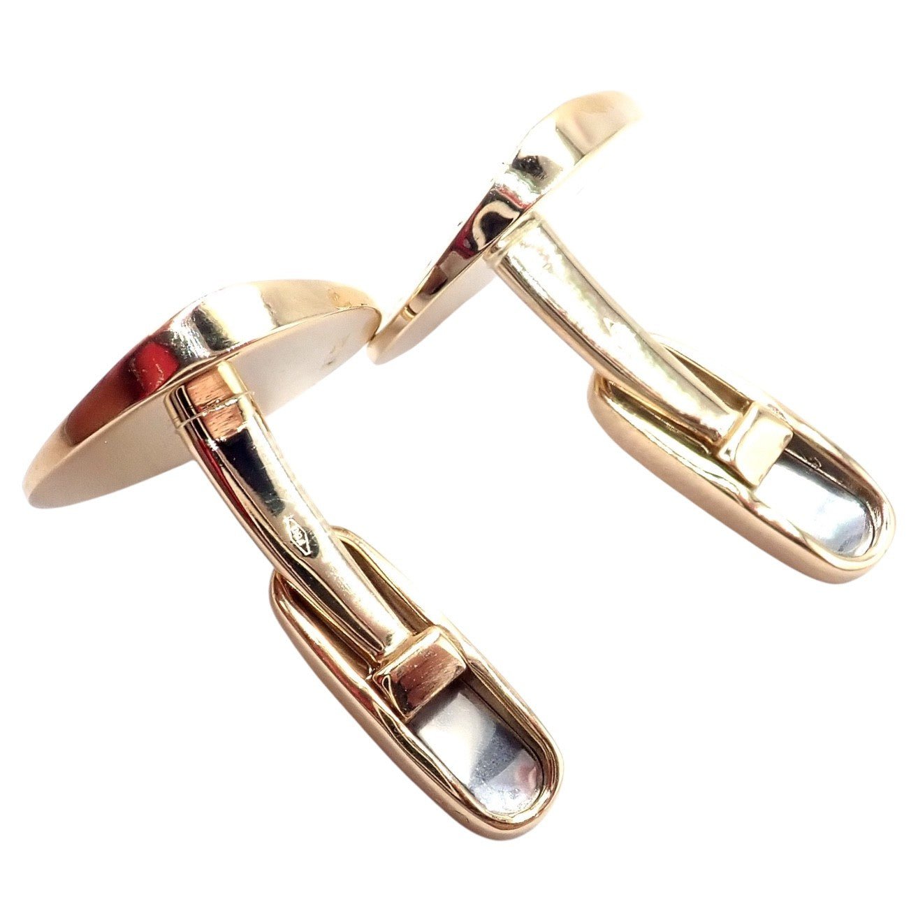 Authentic! Bvlgari Bulgari 18k Yellow Gold Diamond Classic Round Cufflinks | Fortrove