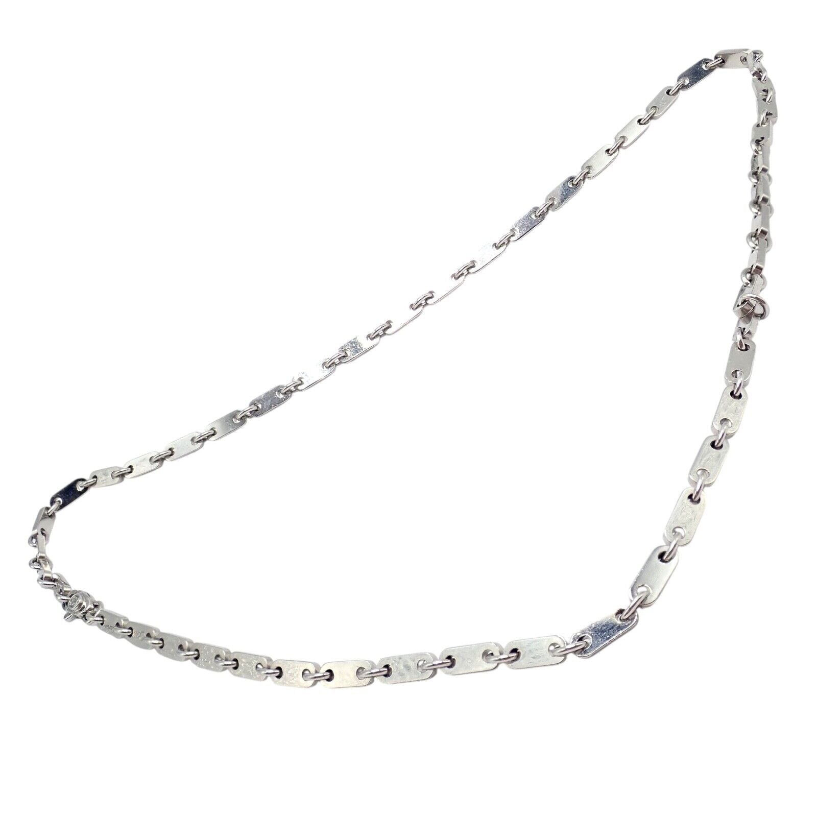 Authentic! Cartier 18k White Gold Flat Link Necklace 17.75" 1998 | Fortrove
