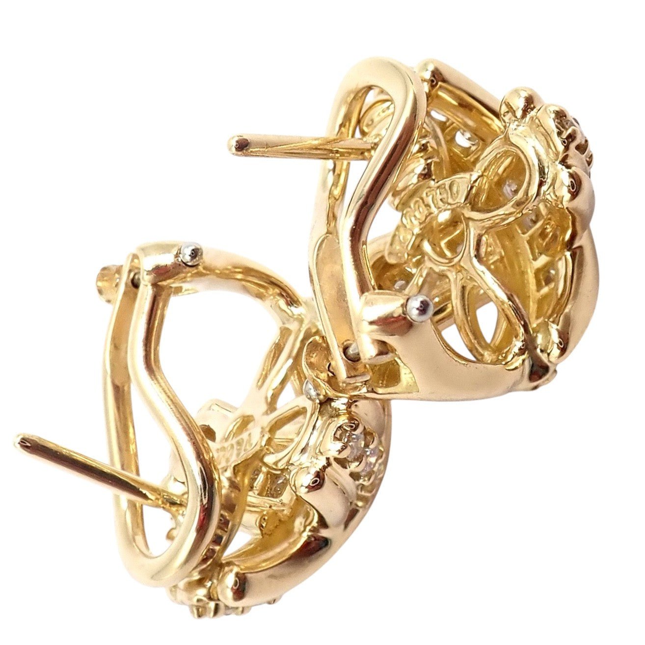 Authentic! Tiffany & Co 18k Yellow Gold Classic Signature X Diamond Earrings | Fortrove