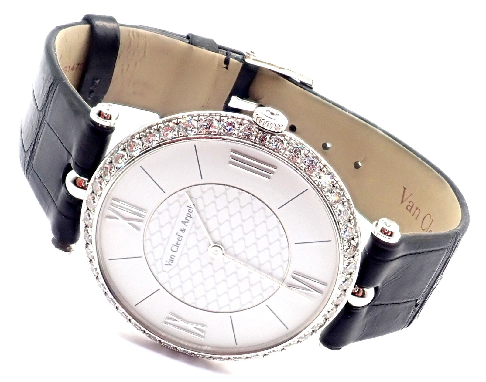 Van Cleef & Arpels Pierre Arpels 18K White Gold Diamond 38mm Watch Cert. Box! | Fortrove