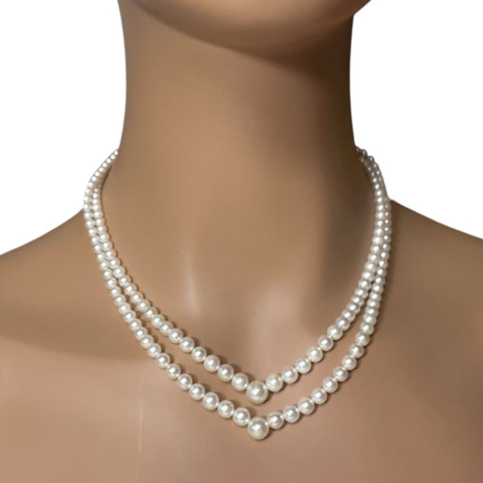 Mikimoto Jewelry & Watches:Fine Jewelry:Necklaces & Pendants Mikimoto 18k Yellow Gold Pearl Double Strand Graduated 17" Princess Necklace