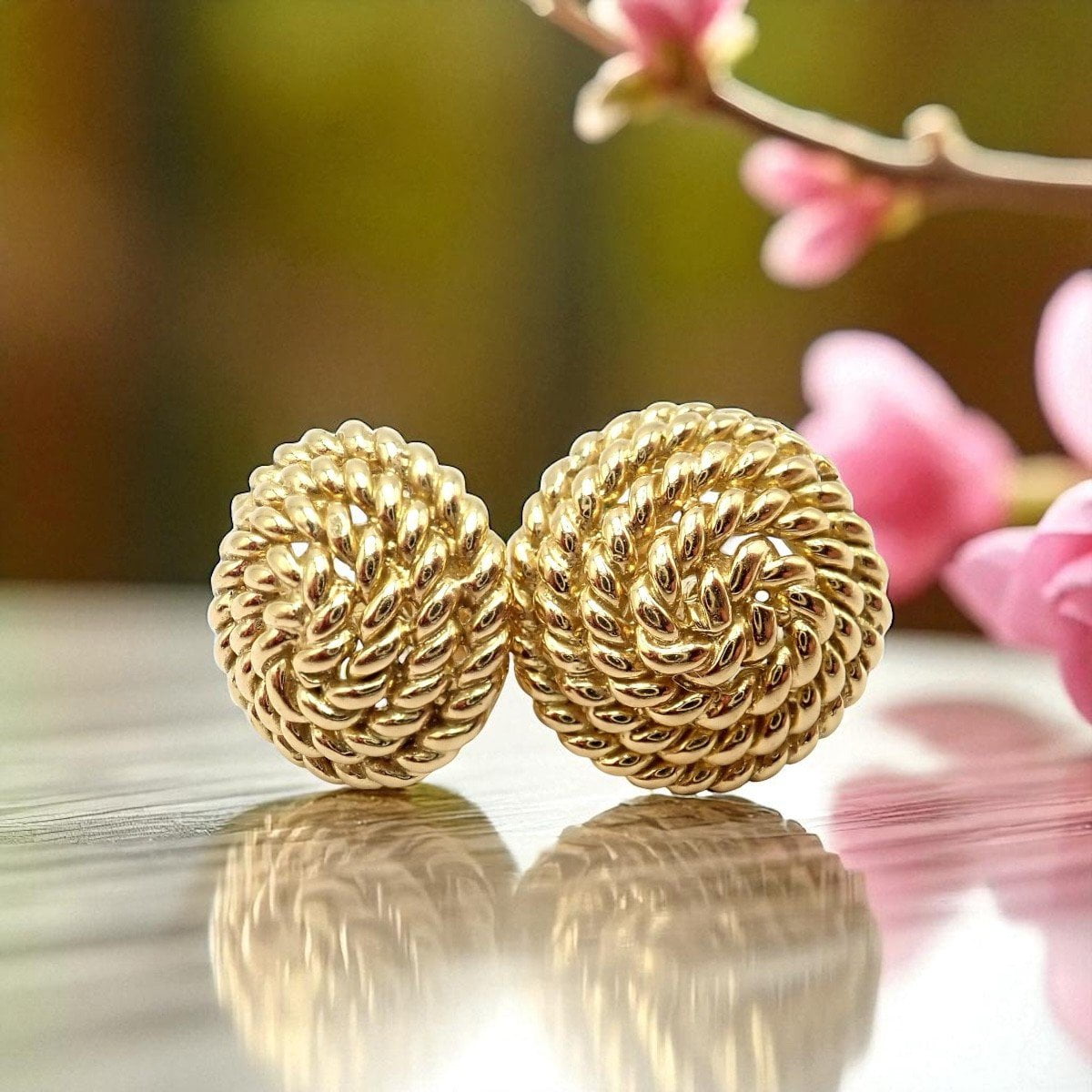 Tiffany & Co. Jewelry & Watches:Fine Jewelry:Earrings Authentic! Tiffany & Co 18k Yellow Gold Rope Coil Vintage Stud Earrings