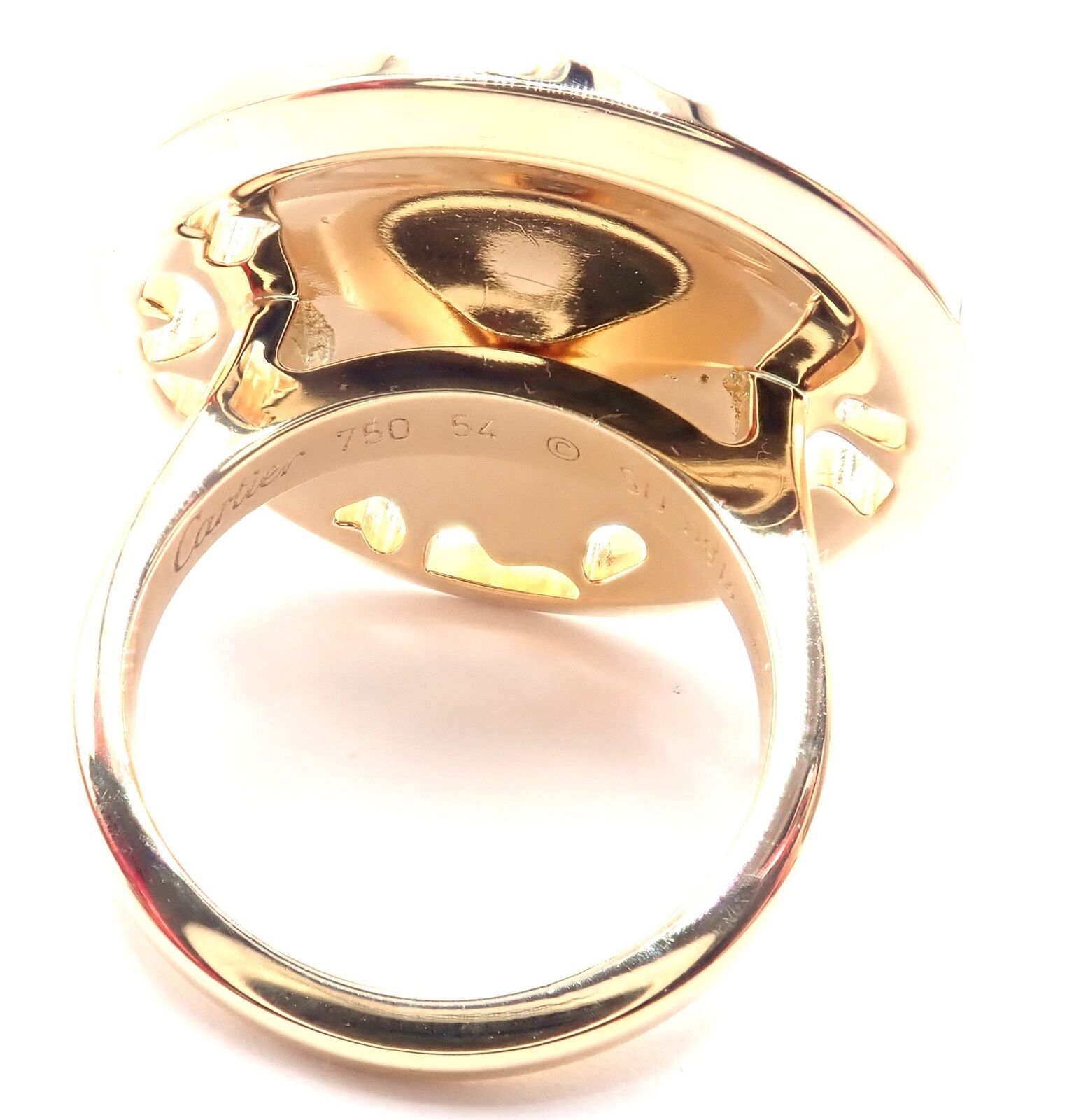 Authentic! Cartier Panther 18k Yellow Gold Diamond Lacquer Tsavorite Ring | Fortrove