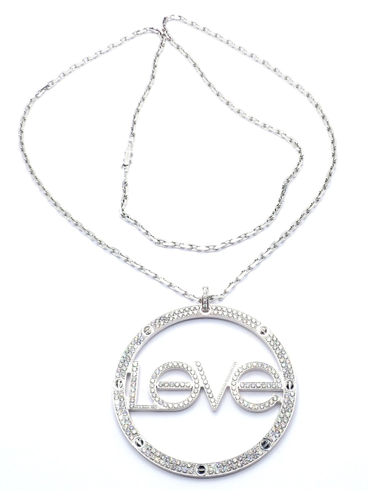 Cartier Jewelry & Watches:Fine Jewelry:Necklaces & Pendants Authentic! Cartier 18k White Gold Diamond Ceramic Large Love Pendant Necklace