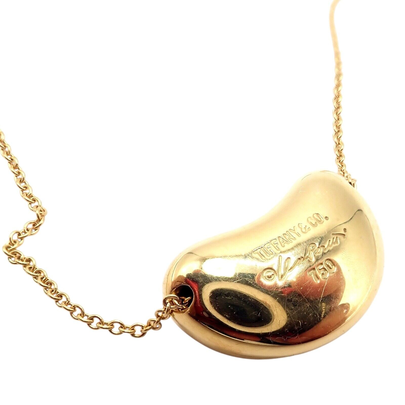 Authentic! Tiffany & Co Elsa Peretti 18k Yellow Gold Medium Bean Necklace | Fortrove