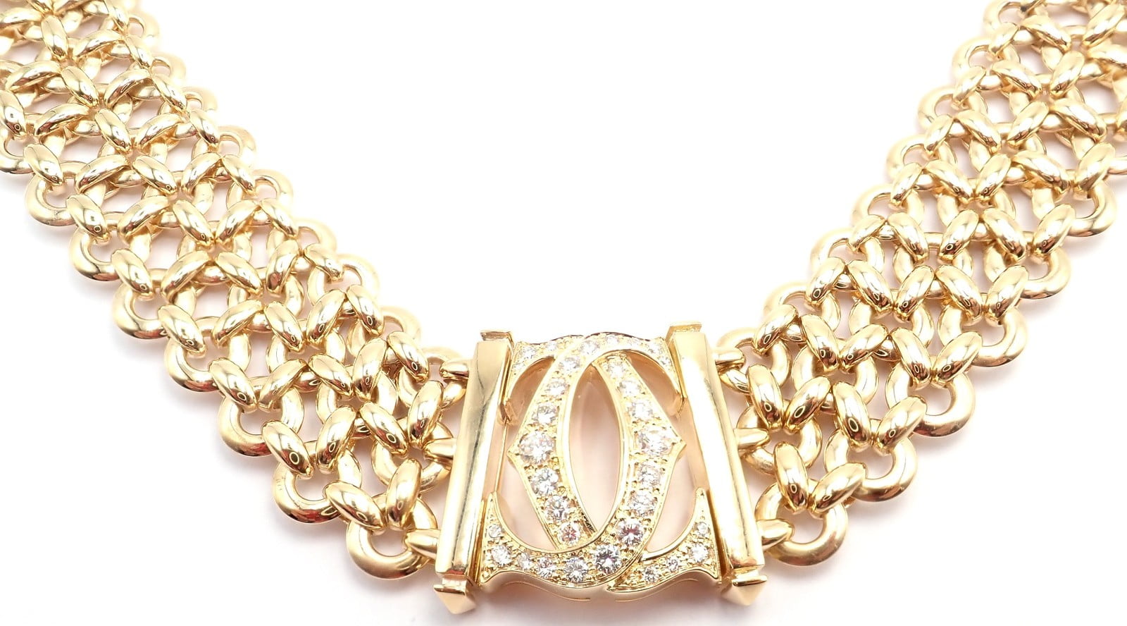 Cartier Jewelry & Watches:Fine Jewelry:Necklaces & Pendants Authentic! Cartier Penelope 18k Yellow Gold Diamond Double C Three Row Necklace