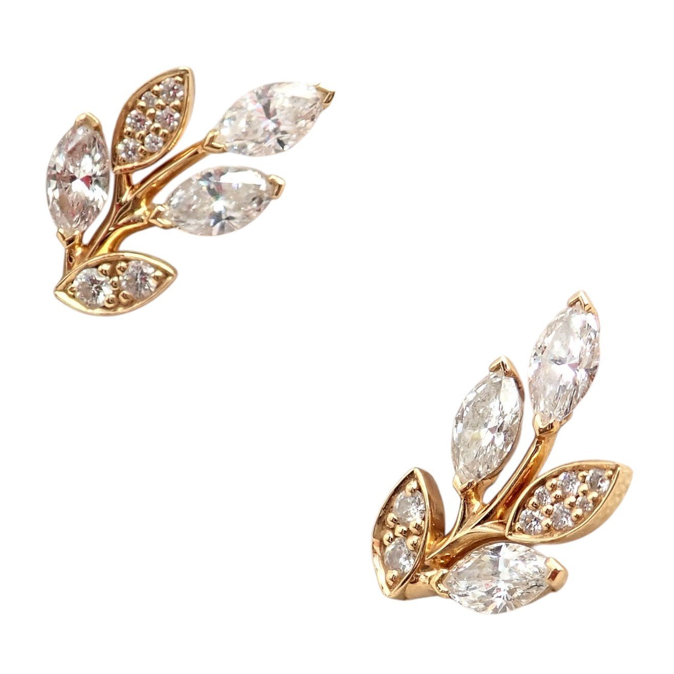 Rare! Authentic Tiffany & Co 18k Rose Gold Diamond Victoria Vine Earrings | Fortrove