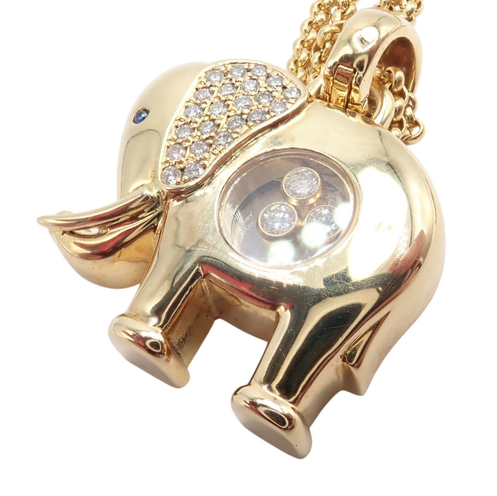 Authentic! Chopard 18k Yellow Gold Large Happy Elephant Pendant Necklace | Fortrove