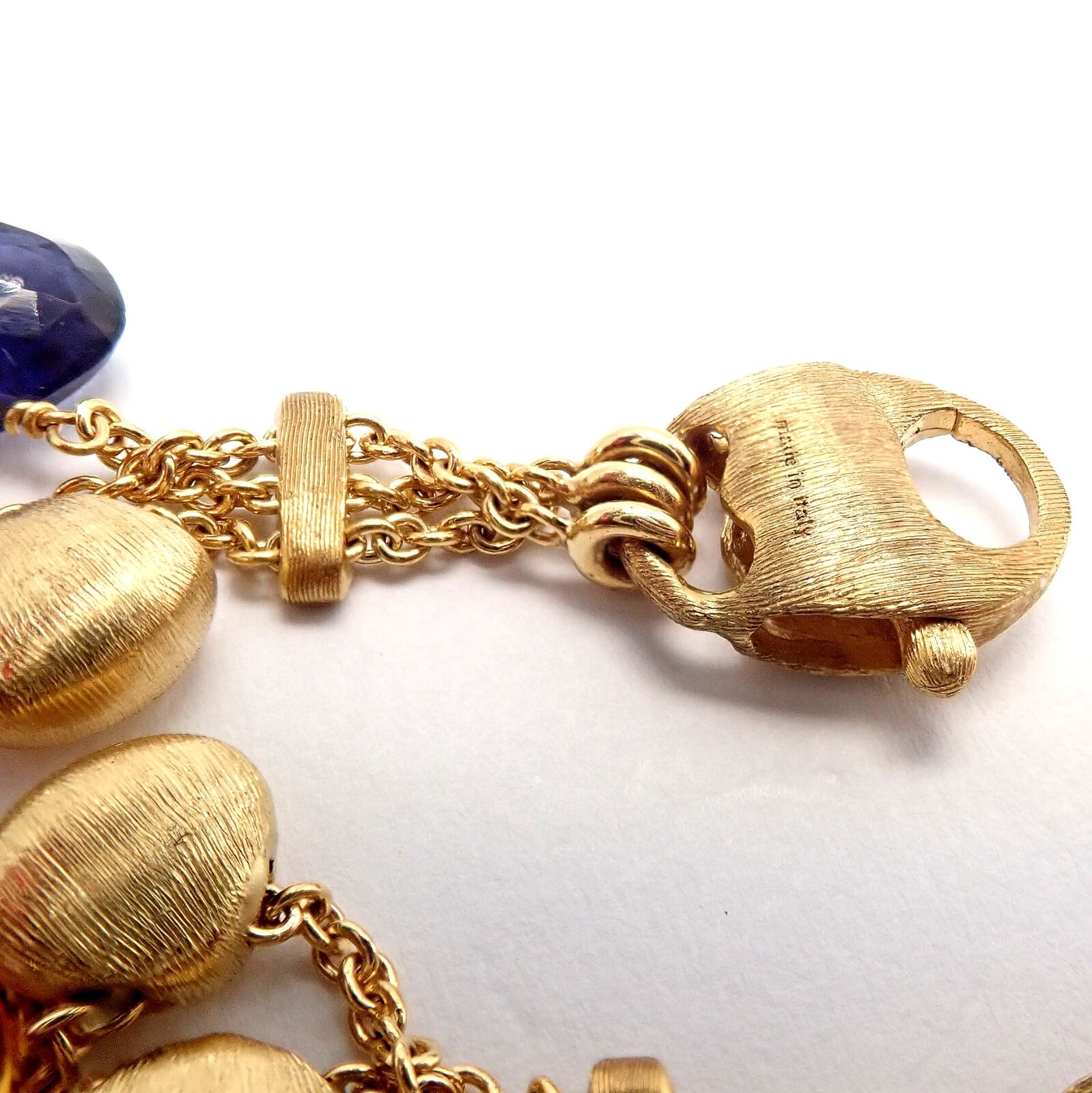 Authentic! Marco Bicego 18k Yellow Gold Paradise  Multicolor Gems 3 Row Bracelet | Fortrove