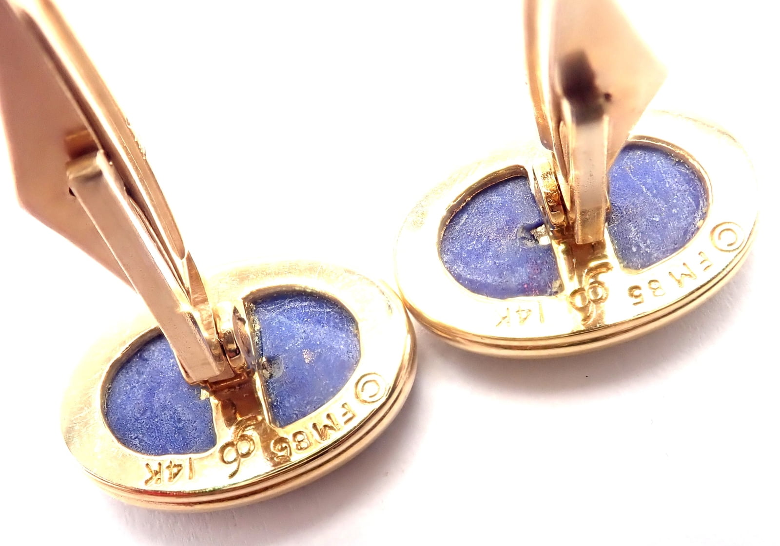 Authentic! Franklin Mint Faberge Imperial Eagle 14k Yellow Gold Lapis Cufflinks | Fortrove
