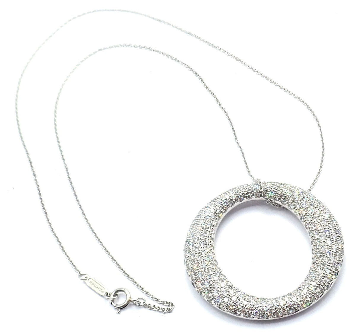 Tiffany & Co. Jewelry & Watches:Fine Jewelry:Necklaces & Pendants Tiffany & Co Peretti Platinum Diamond Large 35mm Sevillana Pendant Necklace