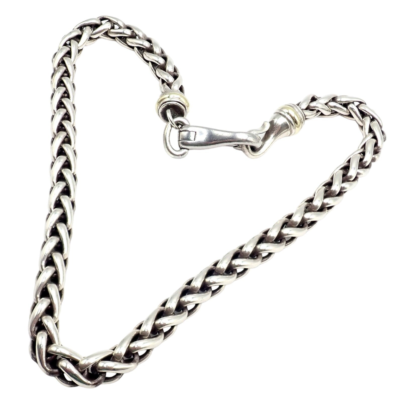 David Yurman Jewelry & Watches:Fine Jewelry:Necklaces & Pendants David Yurman DY Sterling Silver 14k Yellow Gold Wheat 8.5mm Chain Necklace 16"