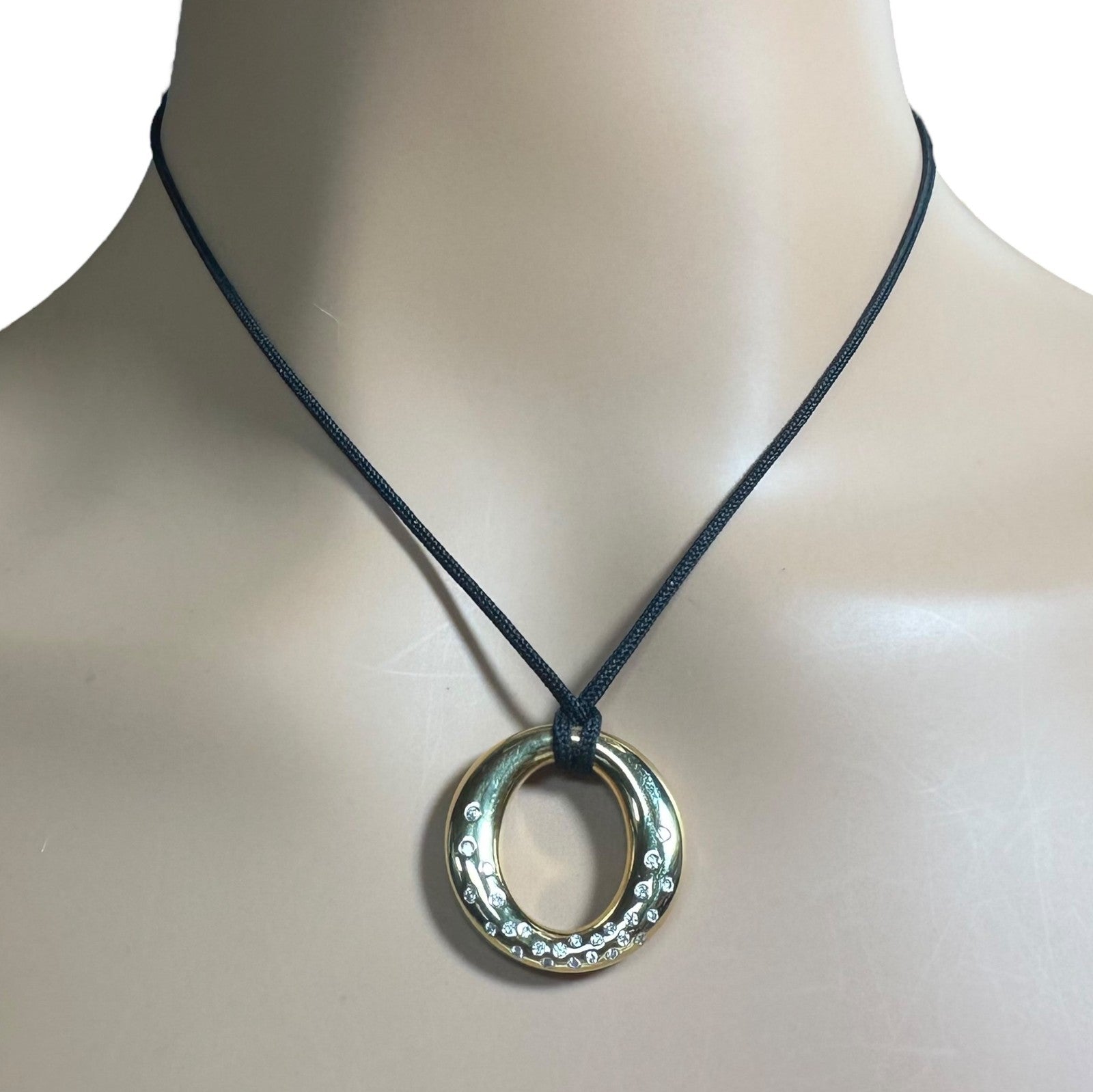 Authentic! Tiffany & Co 18k Yellow Gold Peretti 25mm Diamond Sevillana Necklace | Fortrove