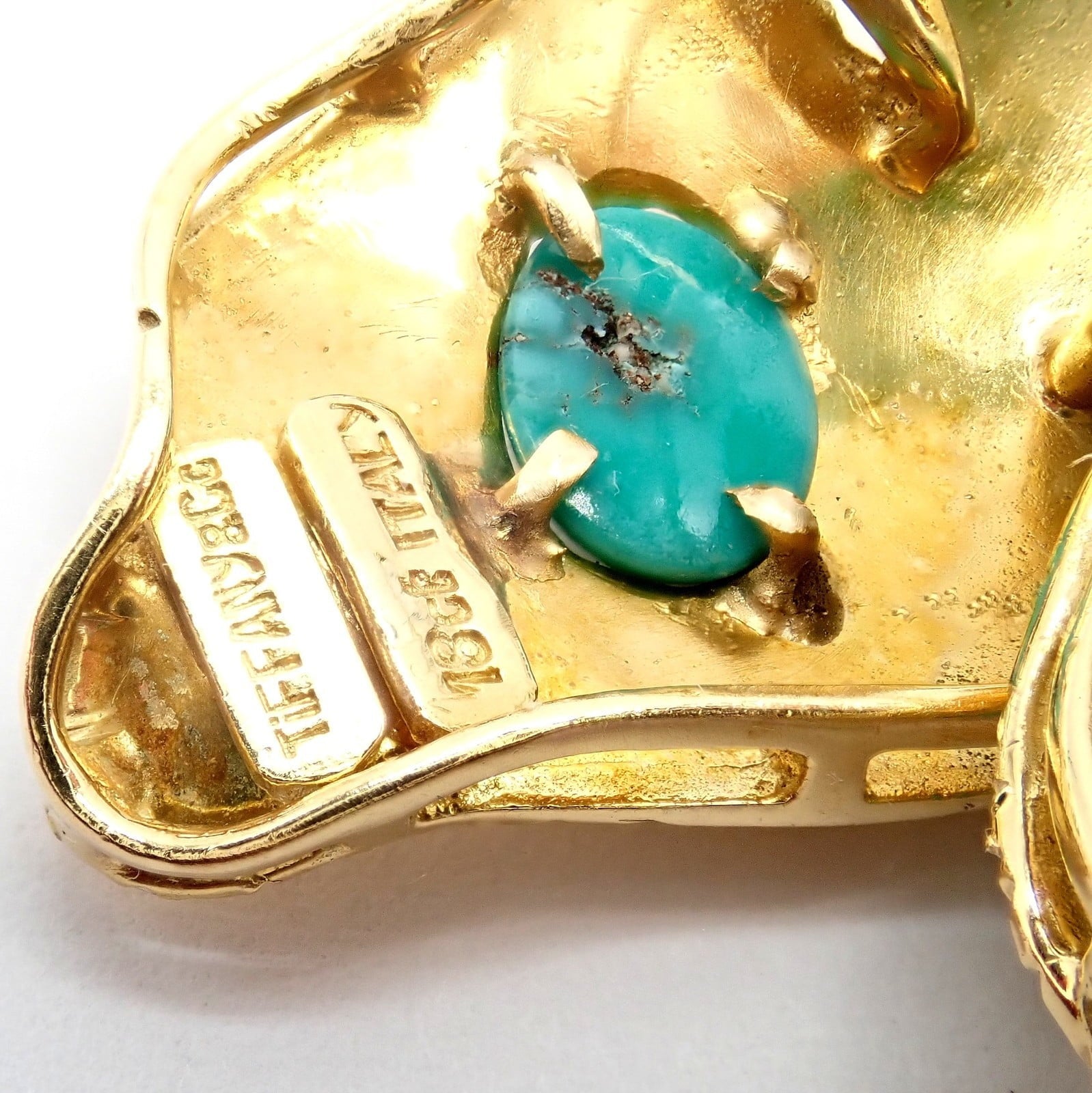 Tiffany & Co. Jewelry & Watches:Fine Jewelry:Brooches & Pins Vintage Tiffany & Co. 18k Yellow Gold Turquoise Butterfly On A Rock Pin Brooch