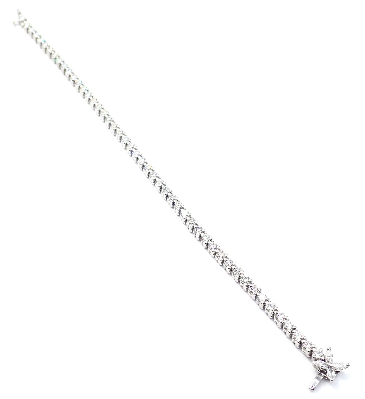 Authentic! Tiffany & Co Victoria Platinum 4.49ct Diamond Line Tennis Bracelet | Fortrove