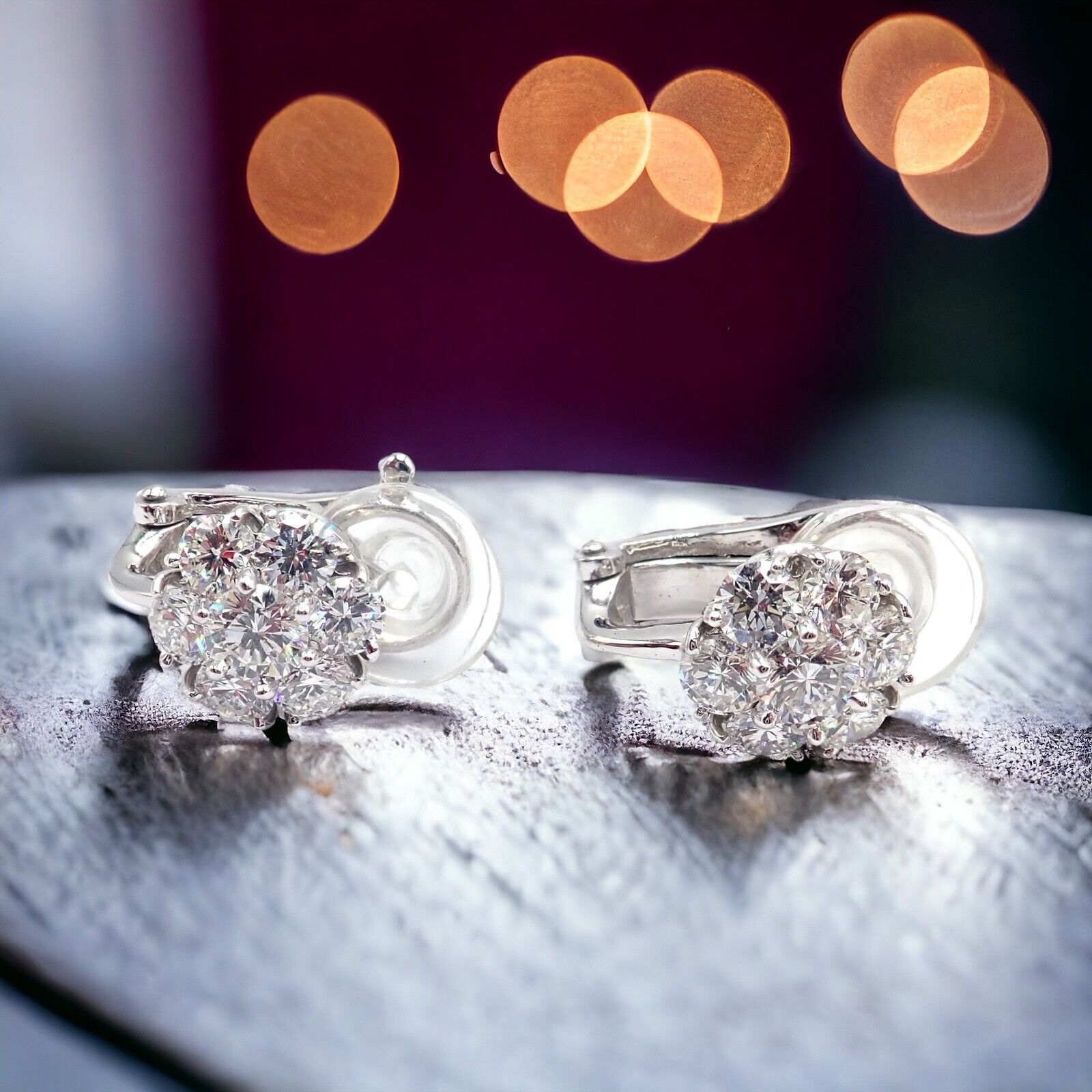 Authentic! Van Cleef & Arpels Platinum Diamond Fleurette Flower Earrings | Fortrove
