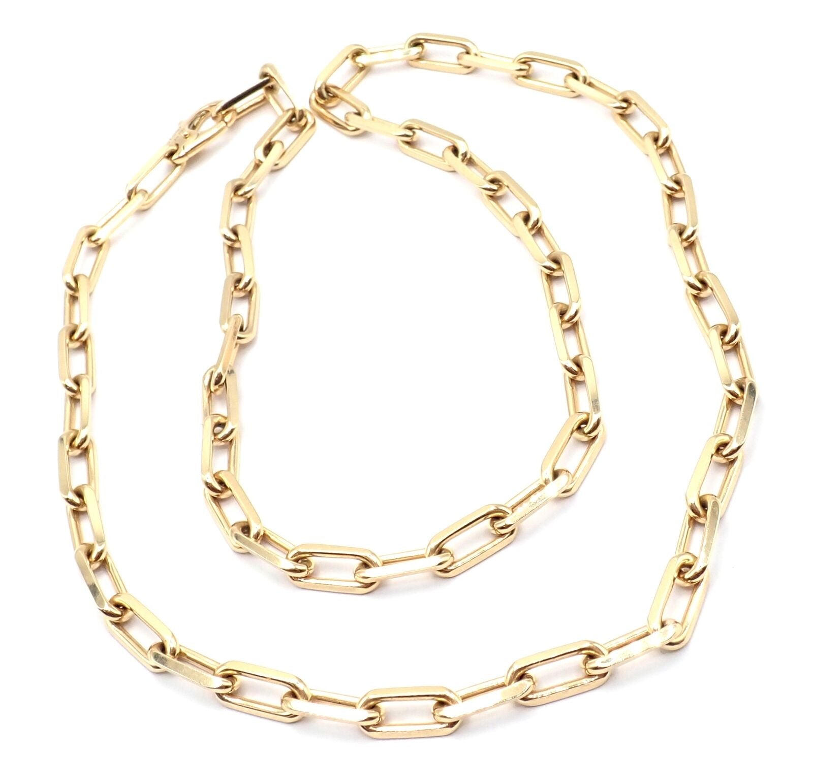 Authentic! Cartier Santos 18k Yellow Gold Link Chain Necklace 22" Cert. | Fortrove