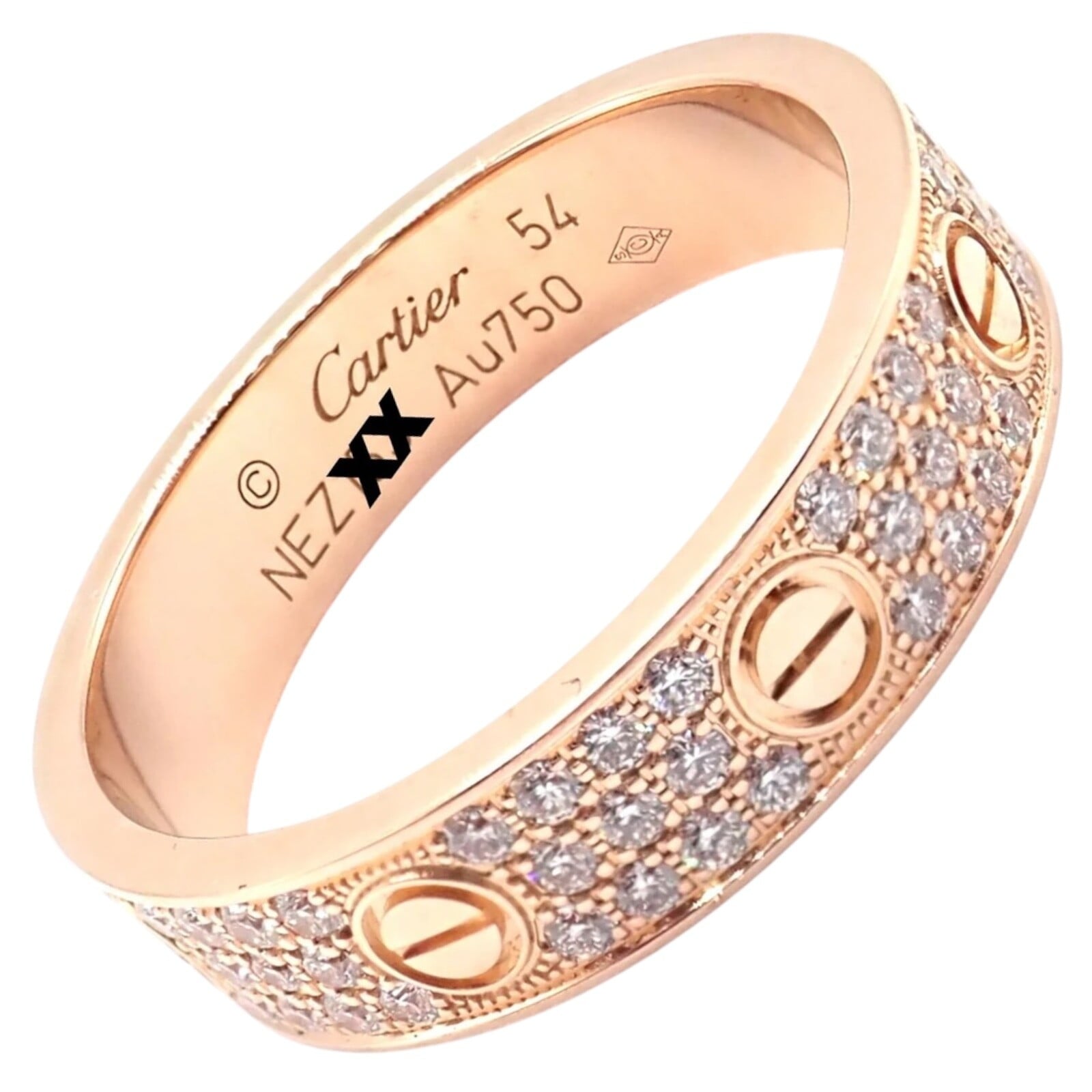 Cartier Jewelry & Watches:Fine Jewelry:Rings Authentic! Cartier Love 18k Rose Gold Diamond Paved Ring Size 54 US 6 3/4