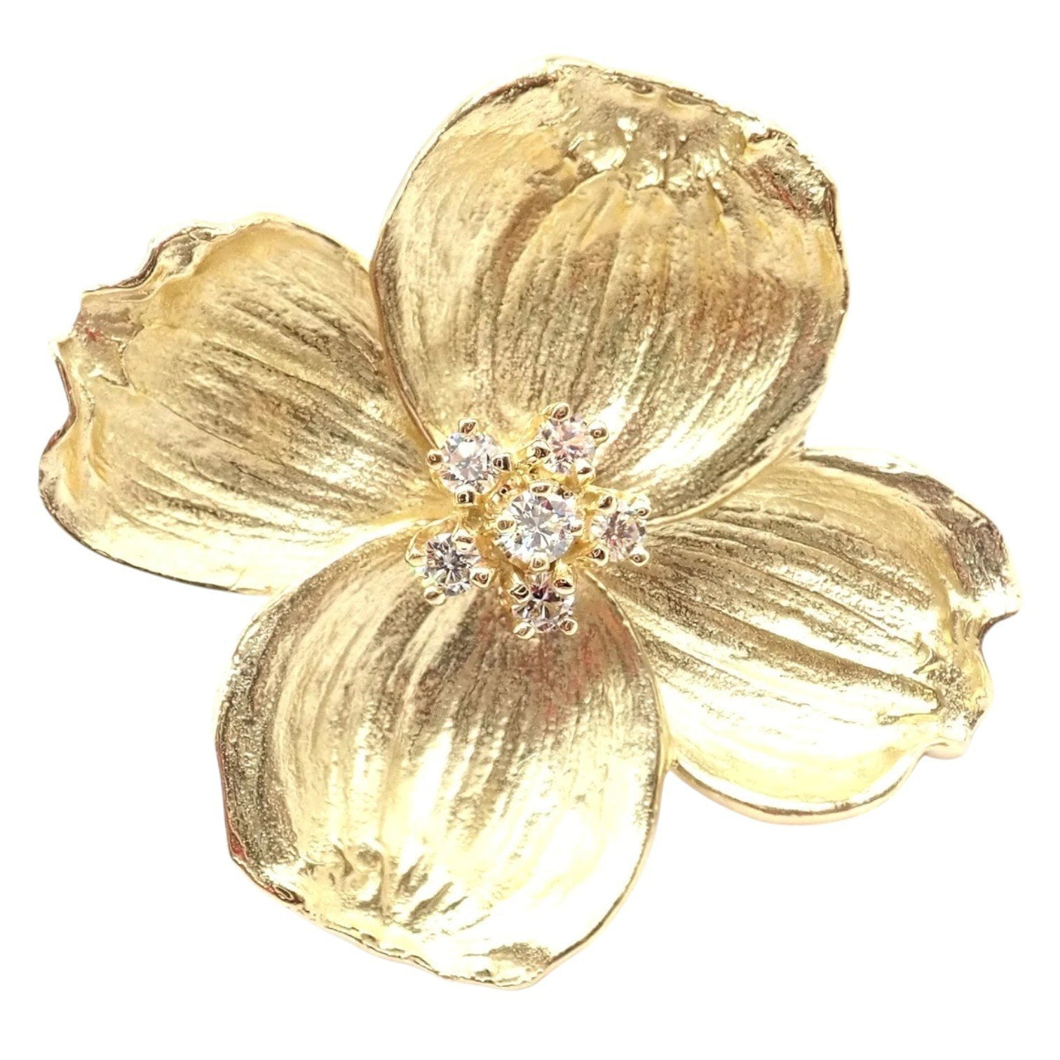 Tiffany & Co. Jewelry & Watches:Fine Jewelry:Brooches & Pins Authentic! Tiffany & Co Dogwood 18k Yellow Gold Diamond Pin Brooch Pendant