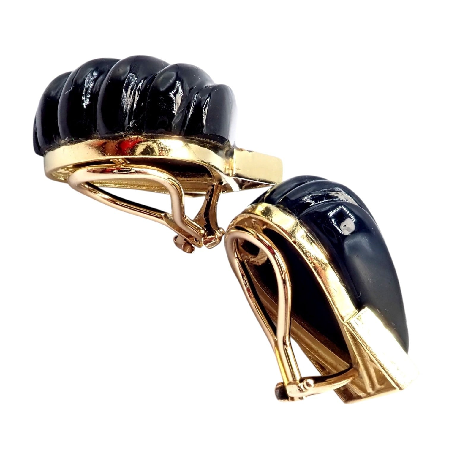 Cartier Jewelry & Watches:Fine Jewelry:Earrings Vintage Estate Cartier Yellow Gold Diamond Onyx Shell Earrings