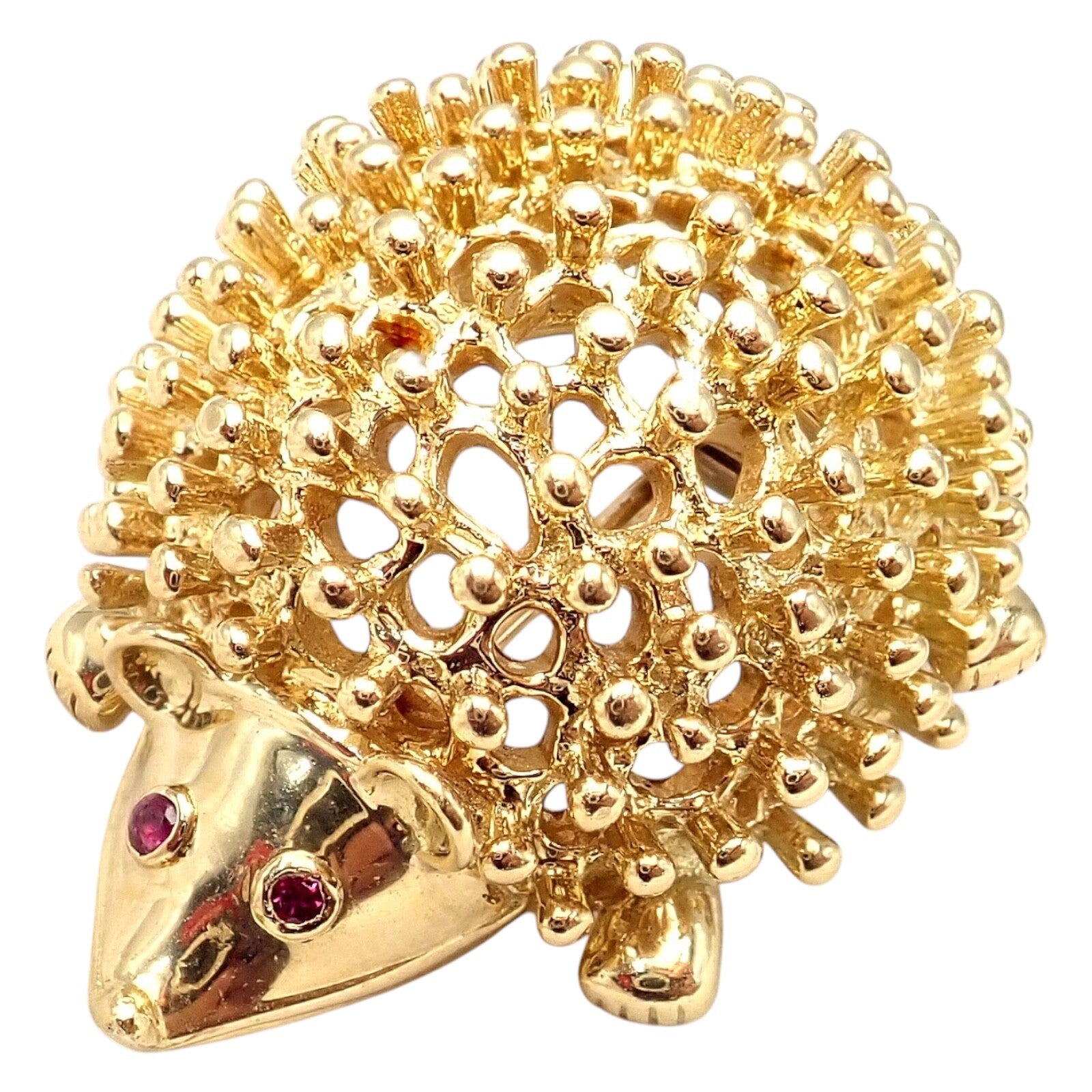 Vintage! Tiffany & Co Schlumberger 18k Yellow Gold Hedgehog Ruby Brooch Pin | Fortrove
