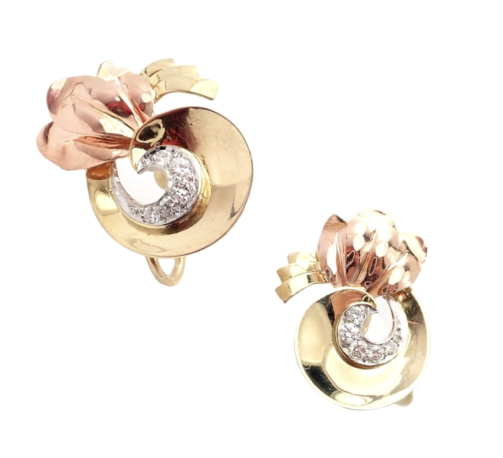 Rare Vintage Tiffany & Co 14k Yellow Rose Gold Diamond Screwback Earrings | Fortrove