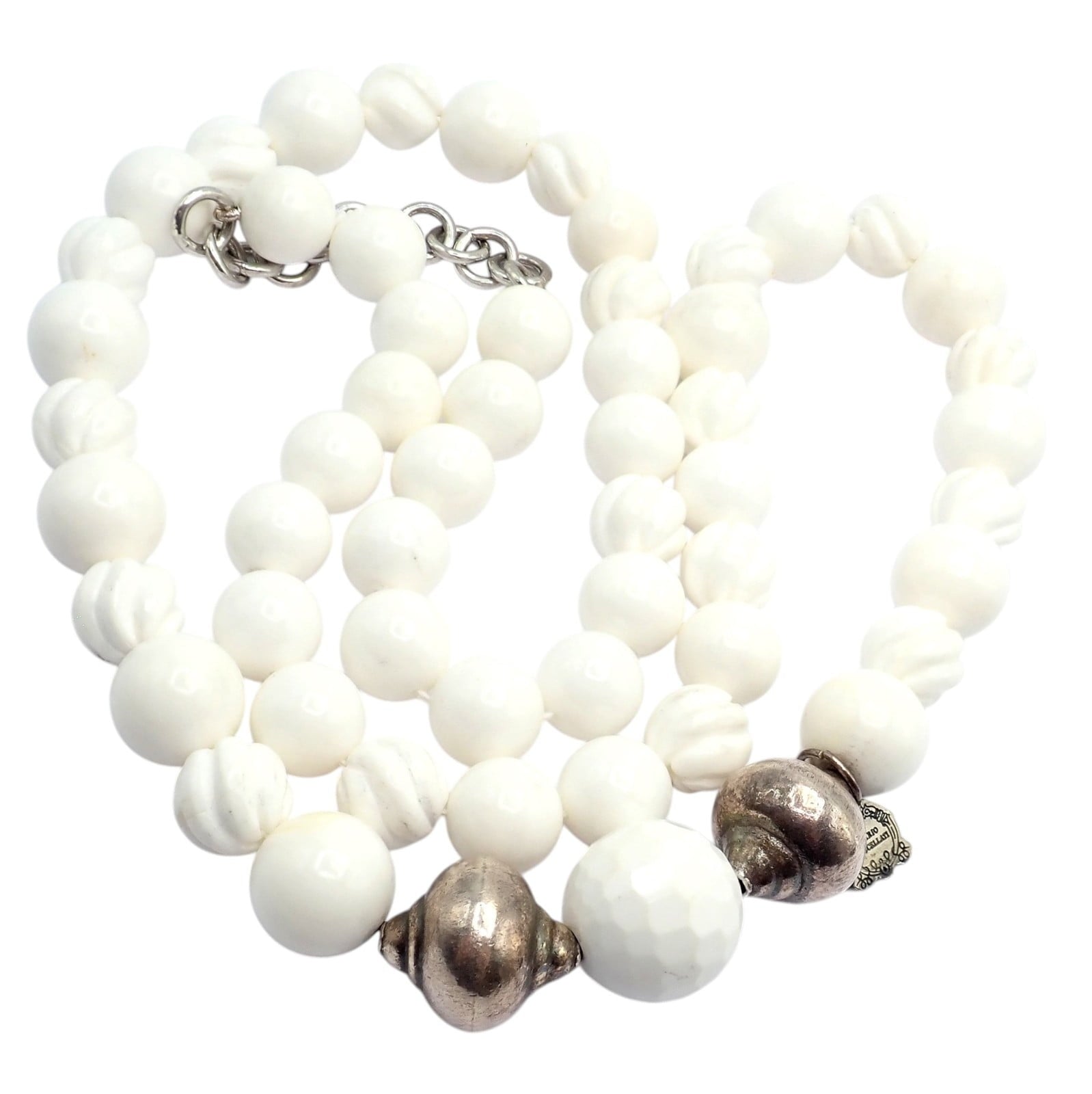 Buccellati Jewelry & Watches:Fine Jewelry:Necklaces & Pendants Rare! Vintage Mario Buccellati Free Time Silver Large White Stone Necklace 31"