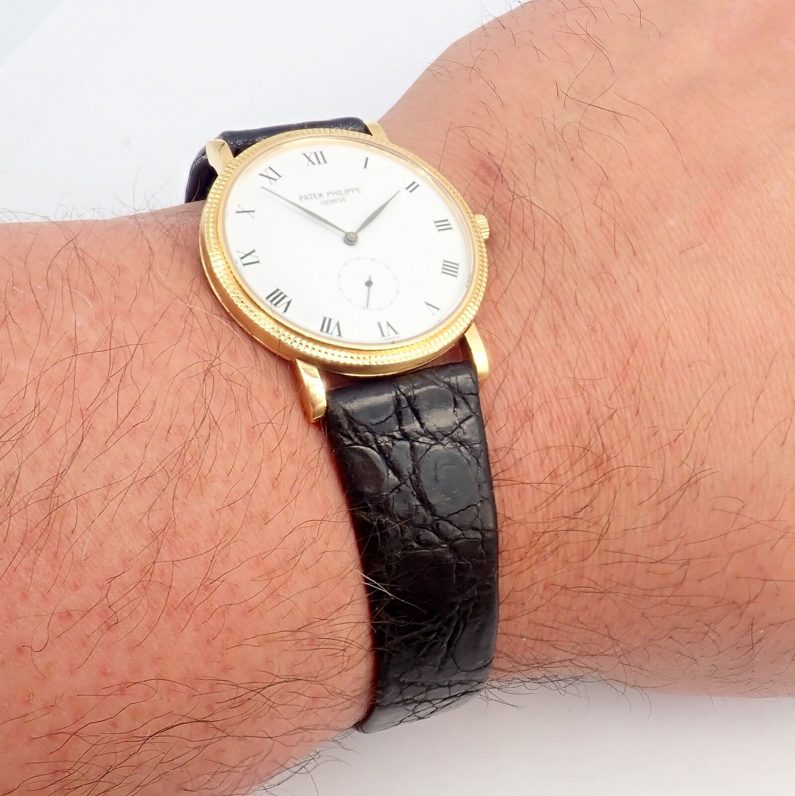 Patek Philippe 18k Yellow Gold Calatrava Manual Wind Roman Dial Watch | Fortrove