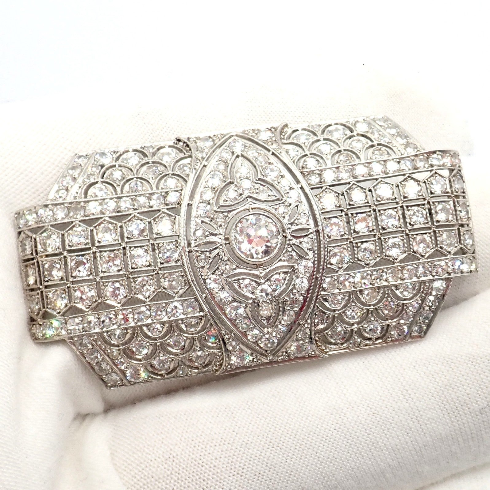 Estate Jewelry & Watches:Fine Jewelry:Brooches & Pins Vintage Estate Antique Art Deco Platinum 5.80ctw Diamond Pin Brooch