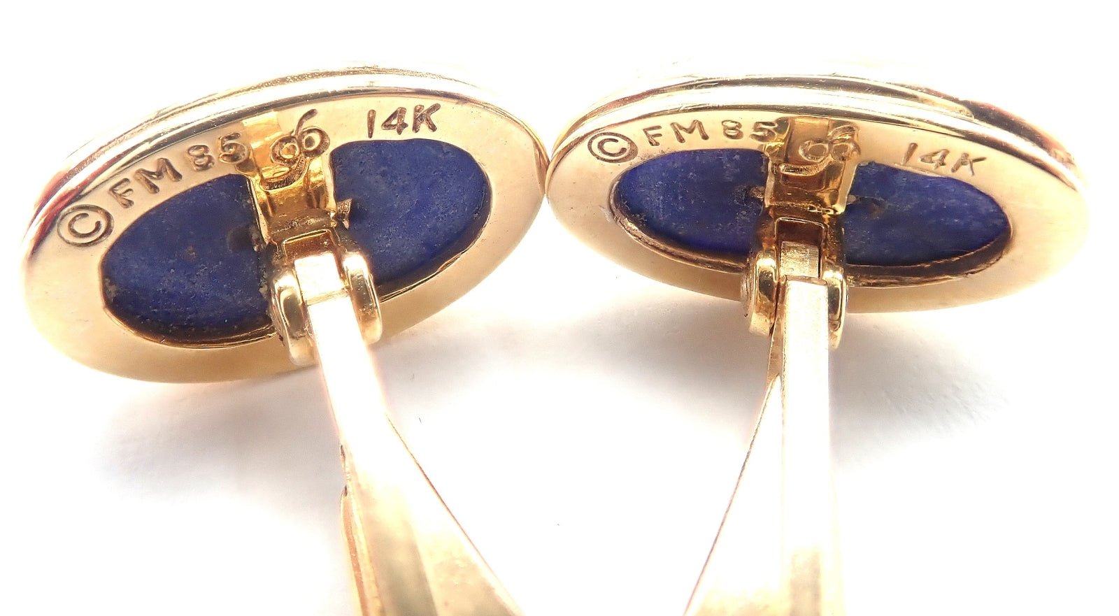 Authentic! Franklin Mint Faberge Imperial Eagle 14k Yellow Gold Lapis Cufflinks | Fortrove