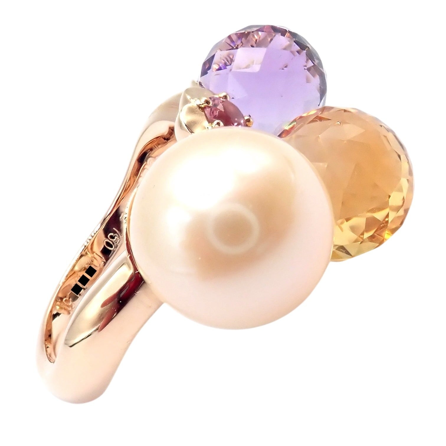 CHANEL Jewelry & Watches:Fine Jewelry:Rings Chanel Mademoiselle 18k Rose Gold Diamond Amethyst Citrine Ring sz 5.75