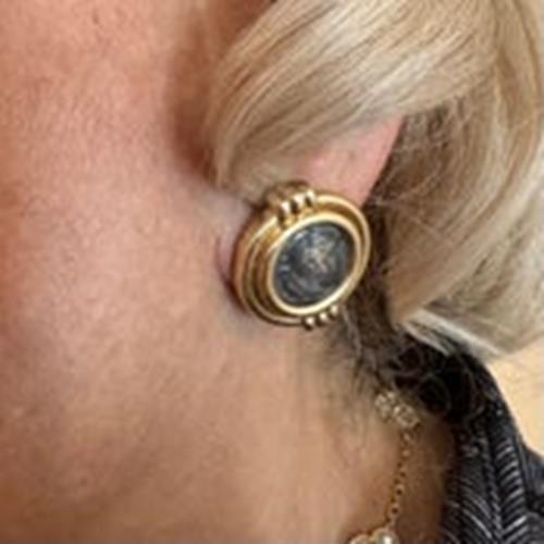 Bulgari Jewelry & Watches:Fine Jewelry:Earrings Vintage Bulgari Bvlgari 18k Yellow Gold Alexander The Great Coin Moneta Earrings