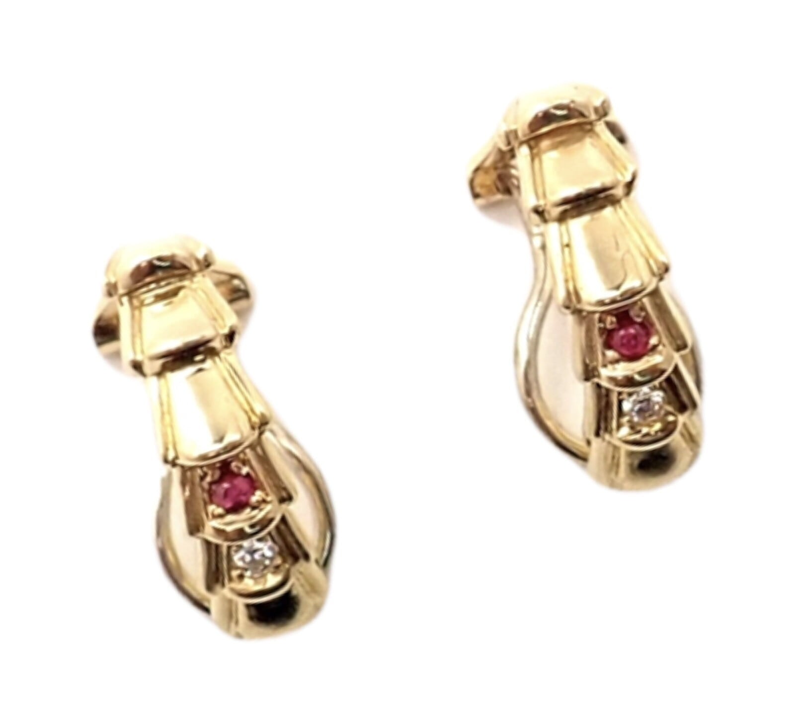Rare! Authentic Christian Dior 18k Yellow Gold Diamond Ruby Earrings | Fortrove