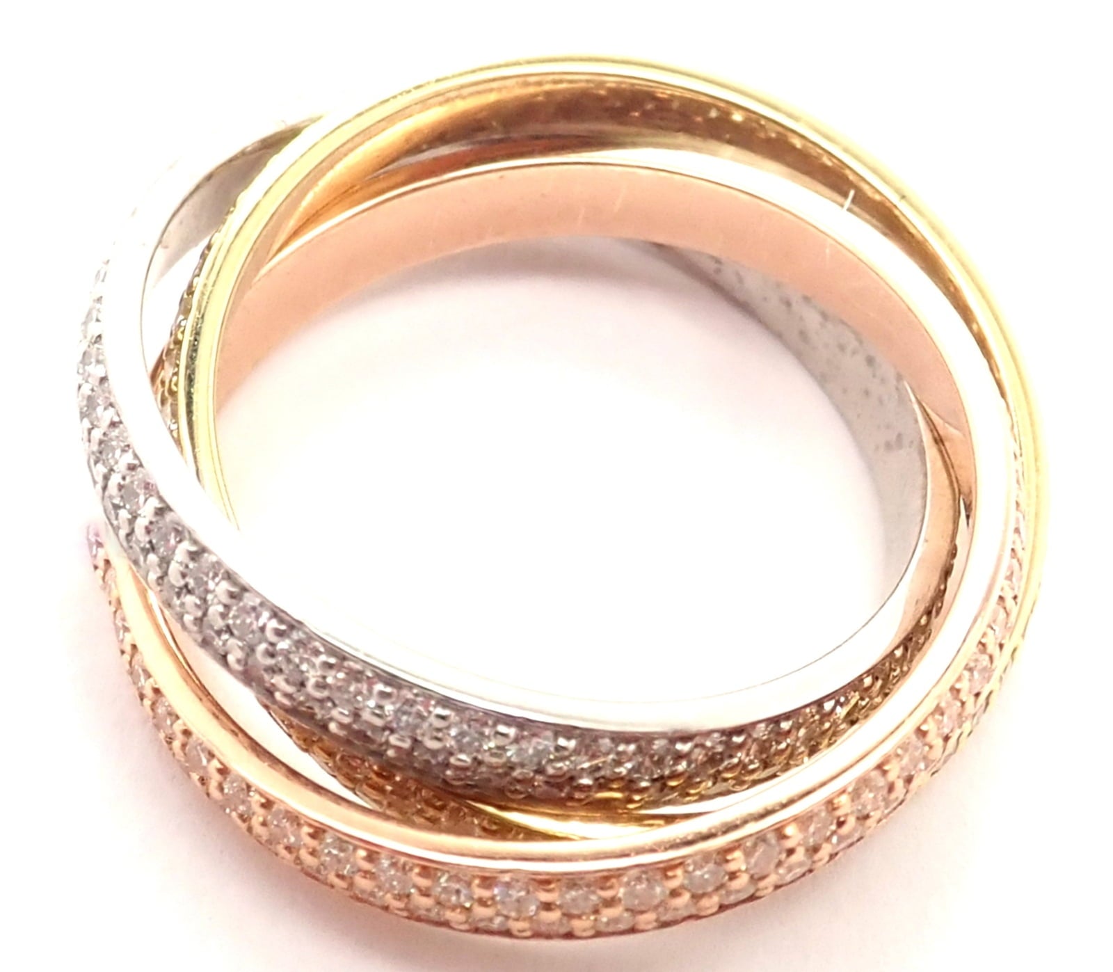 Cartier Jewelry & Watches:Fine Jewelry:Rings Authentic! Cartier Trinity 18k Gold Diamond Small Model Band Ring Size 51 Cert