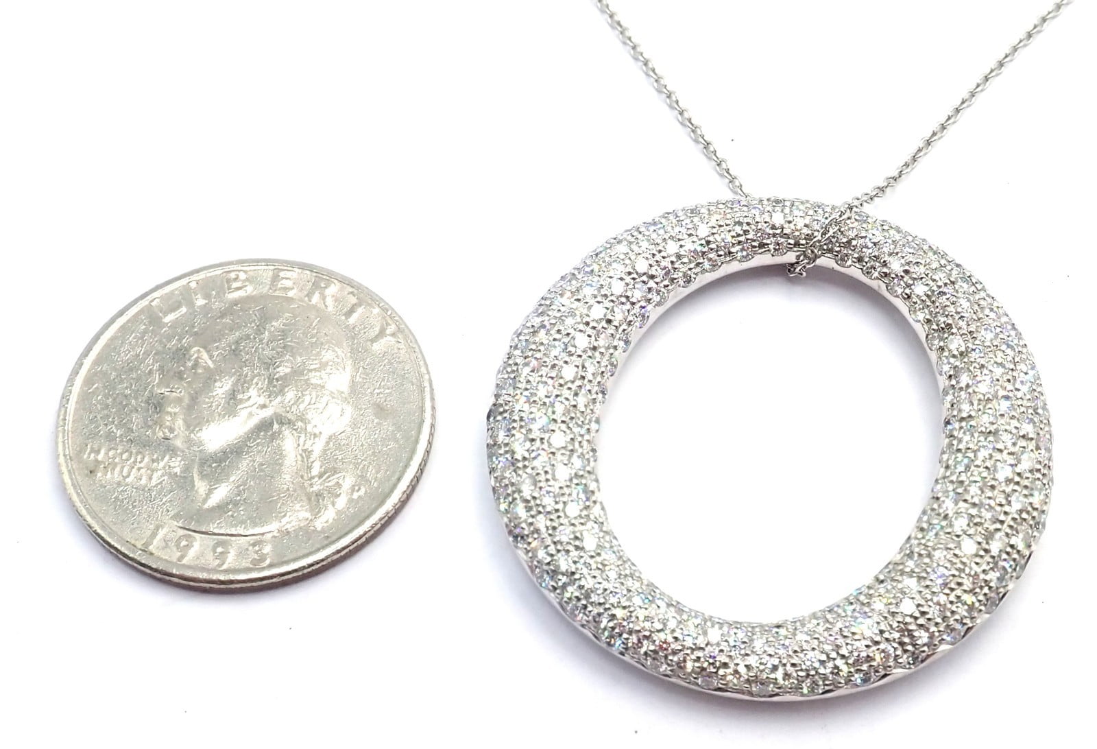 Tiffany & Co. Jewelry & Watches:Fine Jewelry:Necklaces & Pendants Tiffany & Co Peretti Platinum Diamond Large 35mm Sevillana Pendant Necklace
