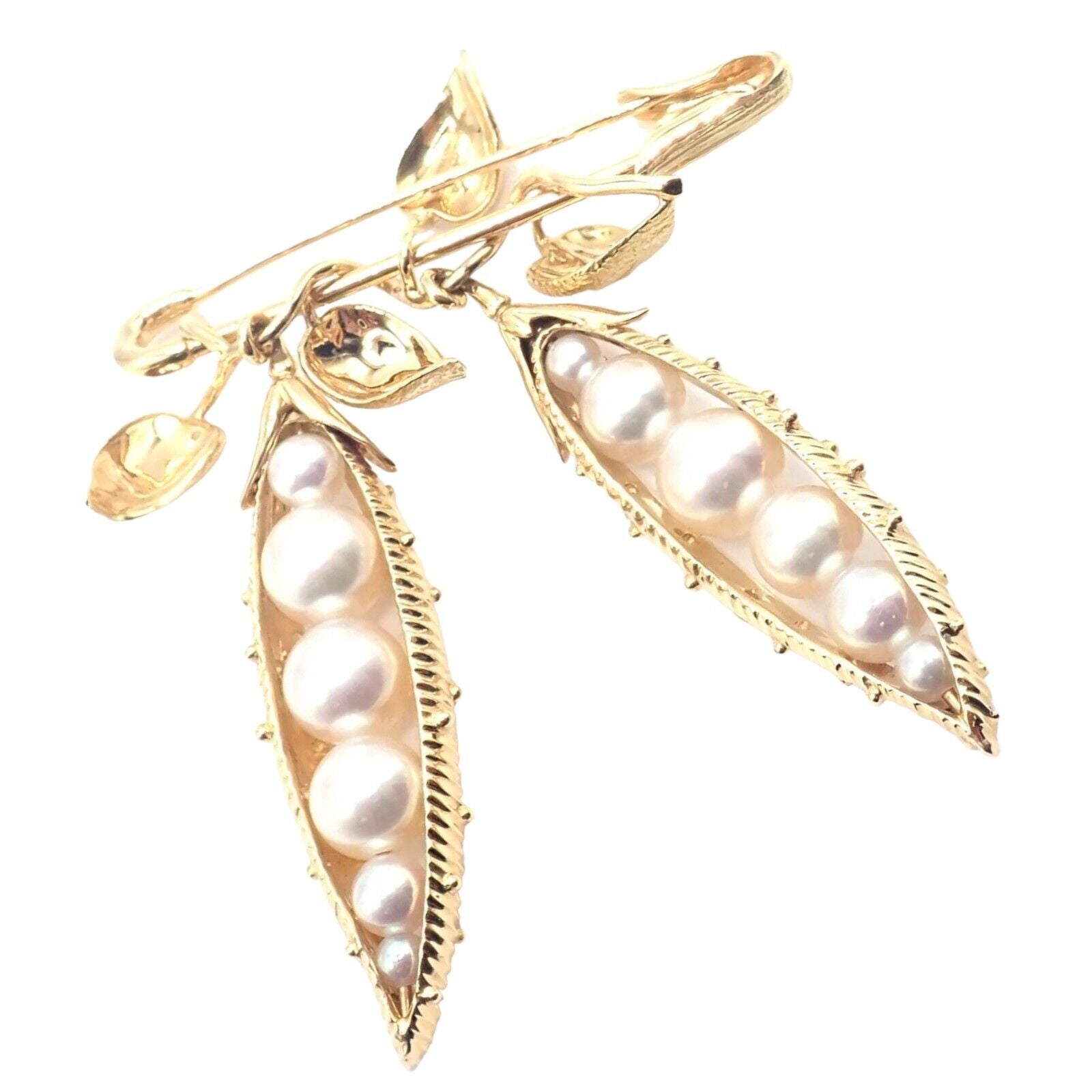 Authentic! Tiffany & Co Schlumberger Peapod 18k Yellow Gold Pearl Pin Brooch | Fortrove