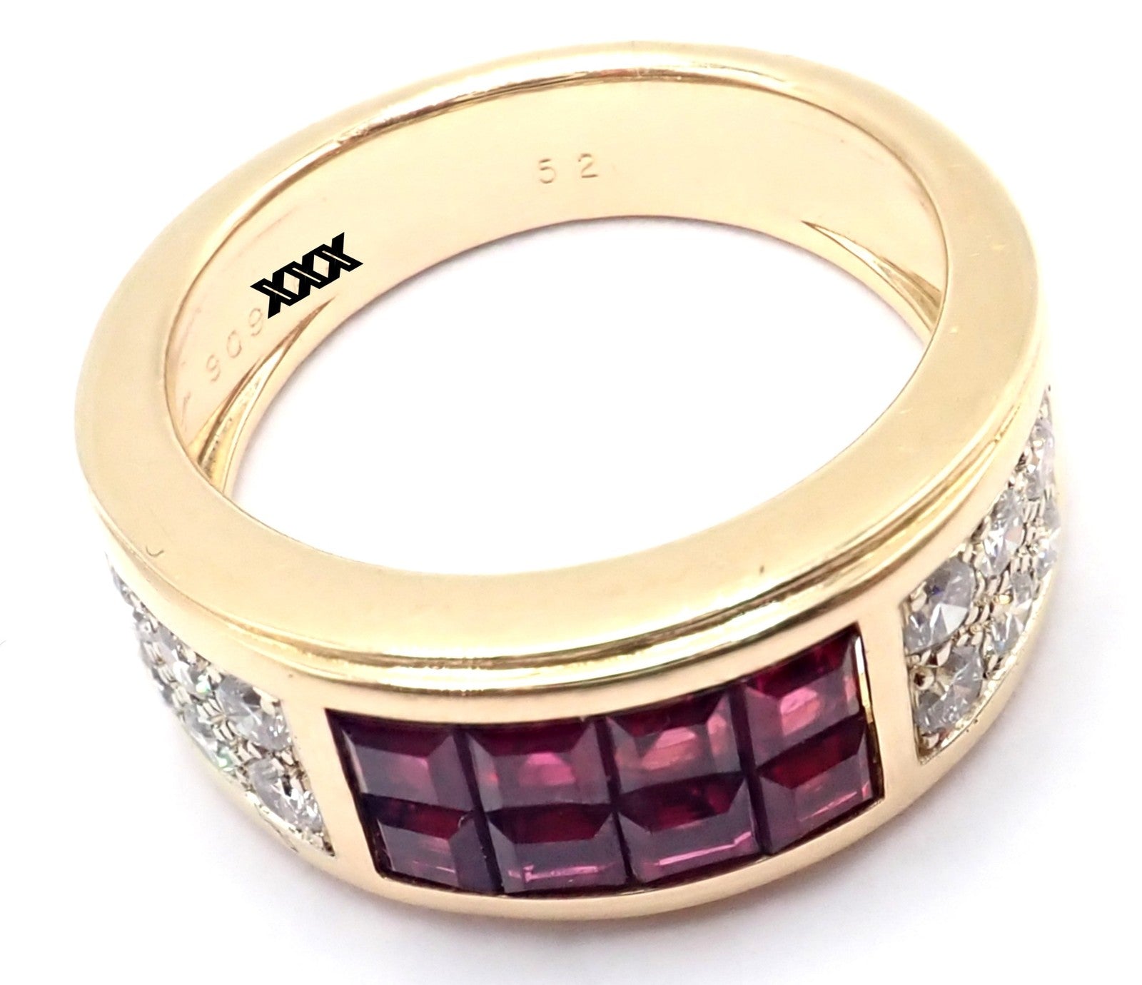 Authentic Cartier Diabolo 18k Yellow Gold Diamond Invisible Ruby Band Ring | Fortrove
